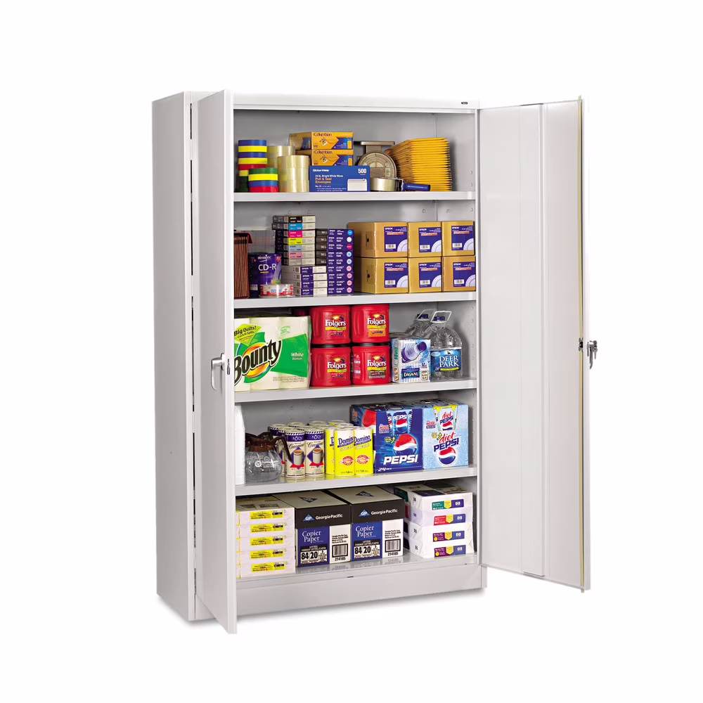 Tennsco J2478SU-LGY 48 in. x 24 in. x 78 in. Assembled Jumbo Combination Steel Storage Cabinet - Light Gray - image 1