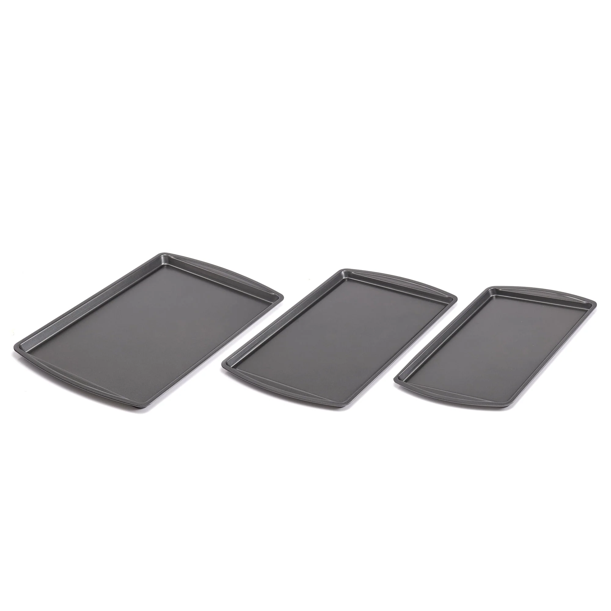 Mainstays 3PC Nonstick Cookie Set, 11.2" x 17.2", 10.2" x 15.2", 9.2" x 13.2", Gray - image 8