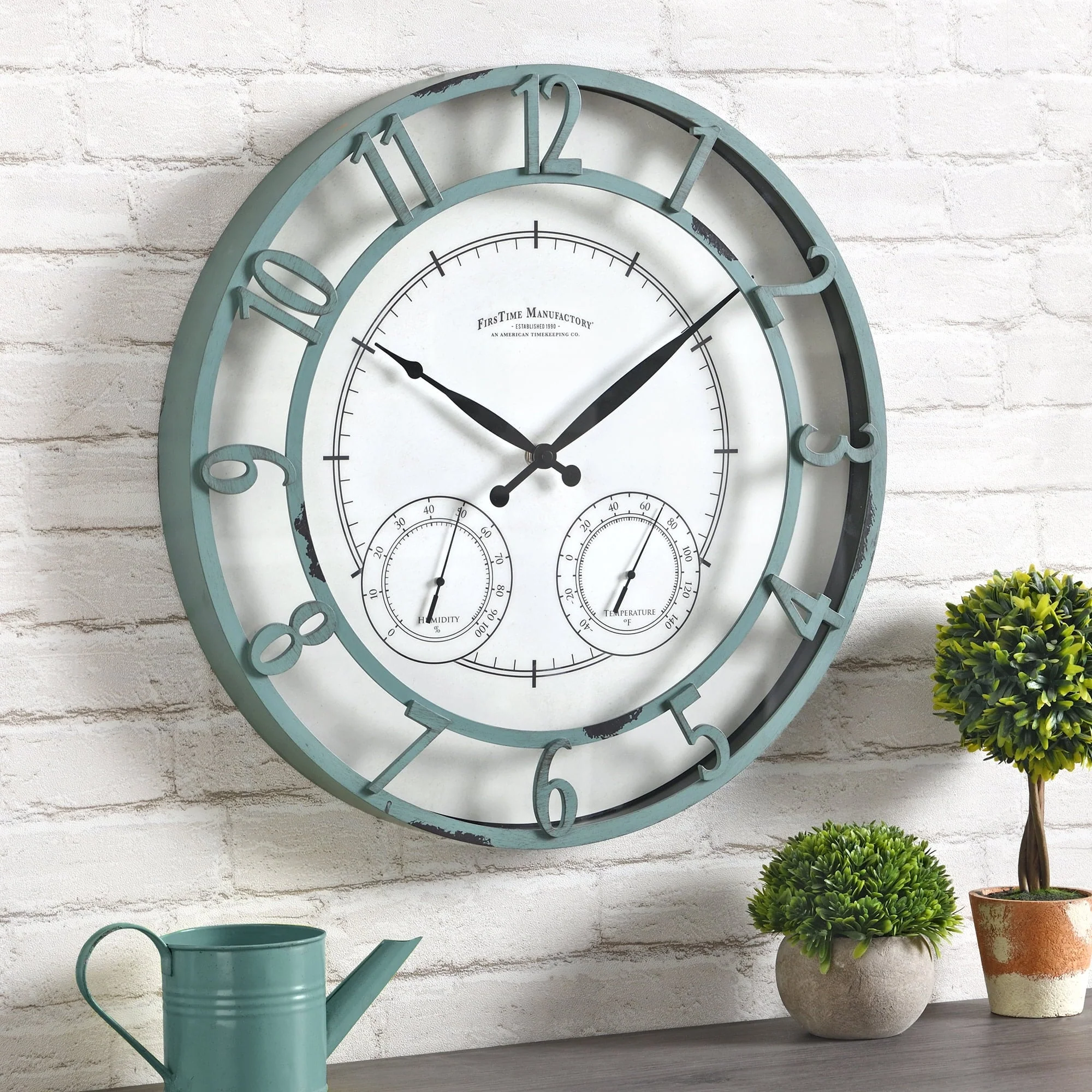 FirsTime & Co. Teal Laguna Outdoor Wall Clock, Farmhouse, Analog, 18 x 2 x 18 in - image 1