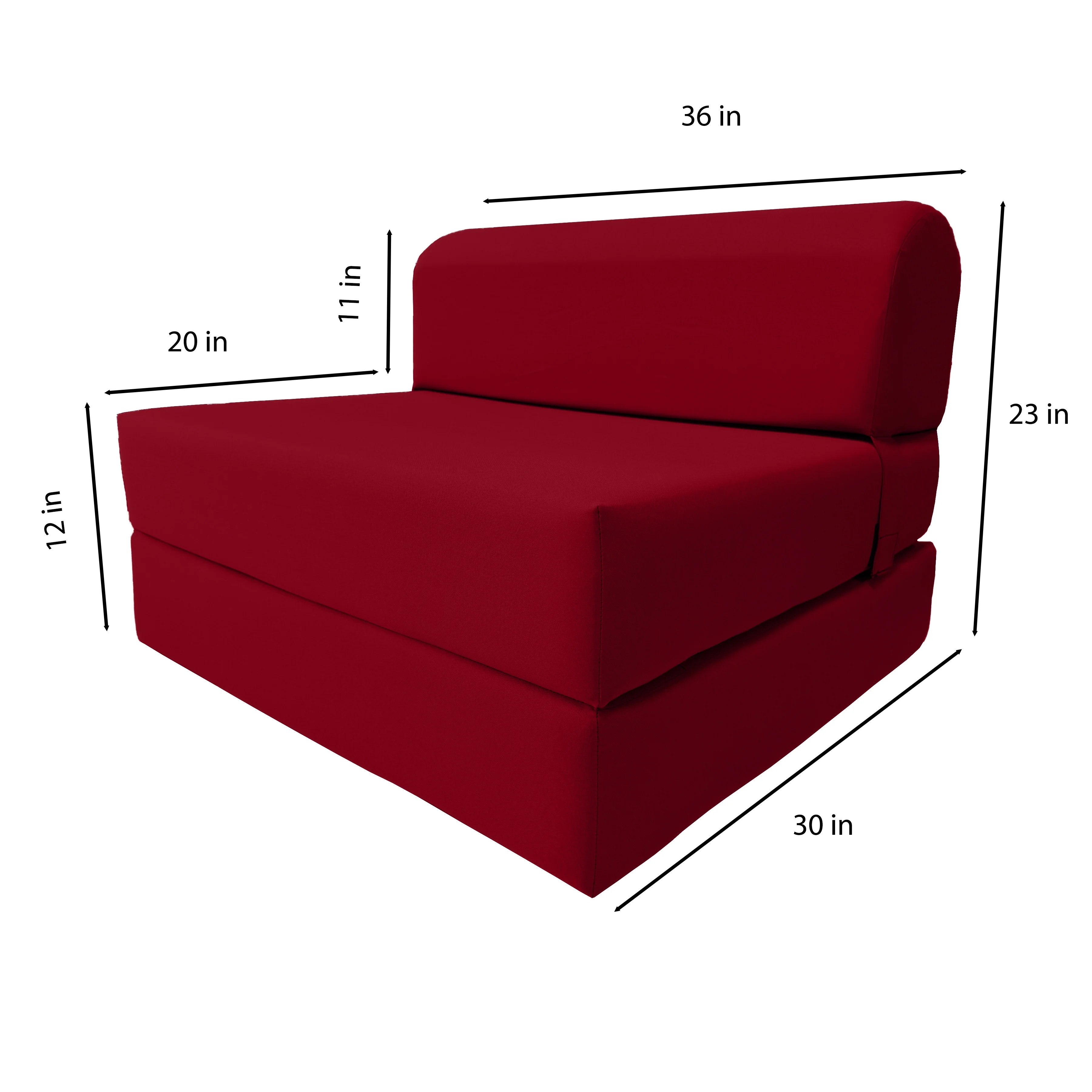 Red Sleeper Chair Folding Foam Beds, Portable Studio Sofa Guest Bed, 6 x 36 x 70 - image 5