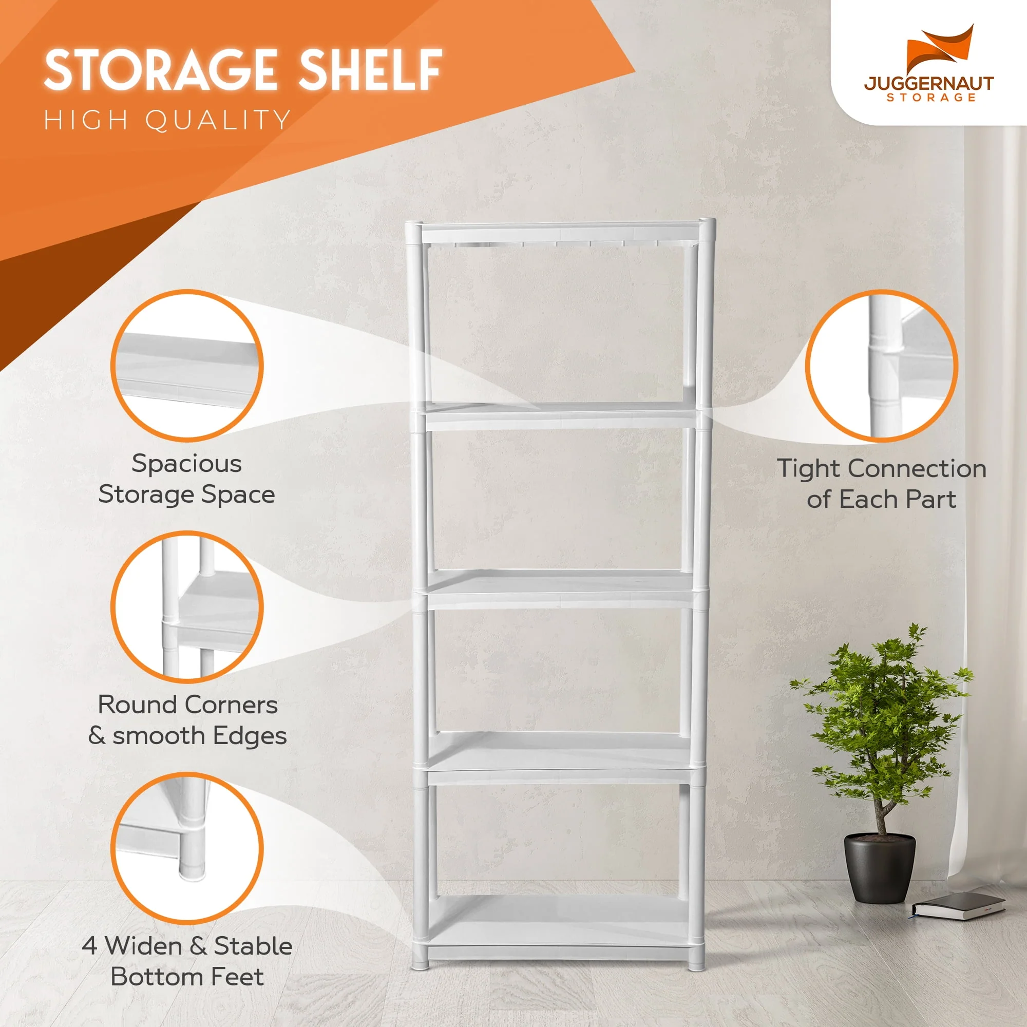 Juggernaut Storage 30"W x 14"D x 75.5"H 5-Shelf Garage Shelves, White - image 4