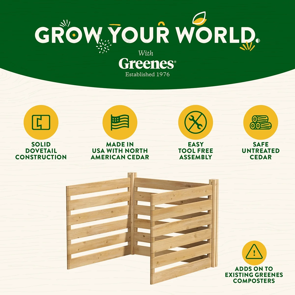 Greenes Fence Cedar Wood Composter Add-On Kit 36" x 36" x 31", 173.92 gal - image 4