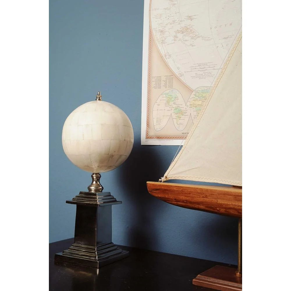 6.5" x 6.5" x 14.5" Bone Globe With Alluminum Base - image 2
