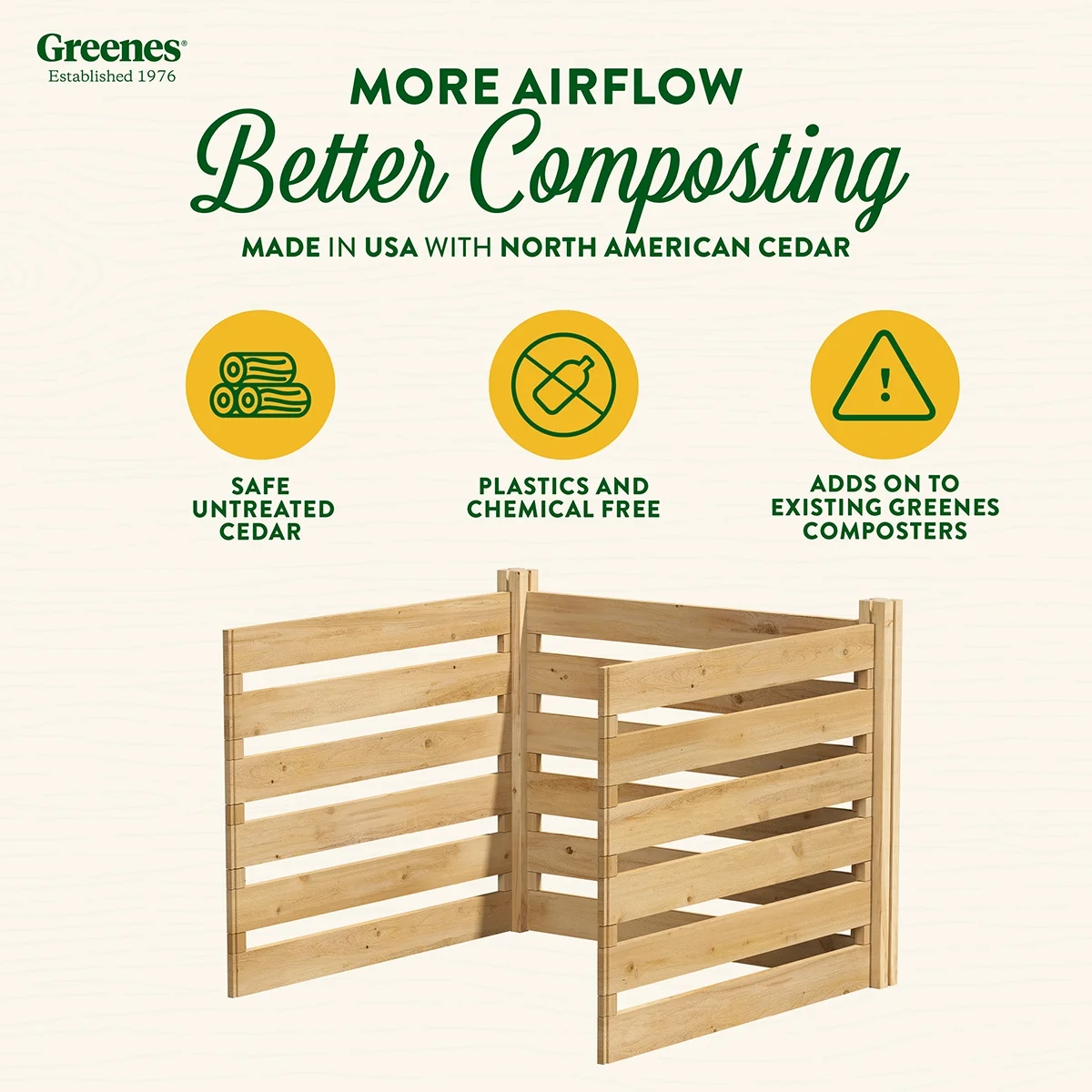 Greenes Fence Cedar Wood Composter Add-On Kit 36" x 36" x 31", 173.92 gal - image 5