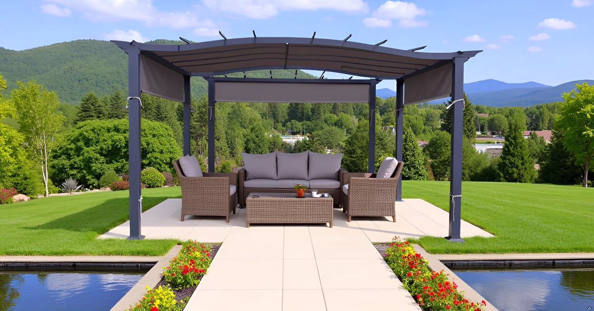 APEX GARDEN Replacement Pergola Canopy Top for 8' x 10' Pergola (Size: 194" x 88") - image 3