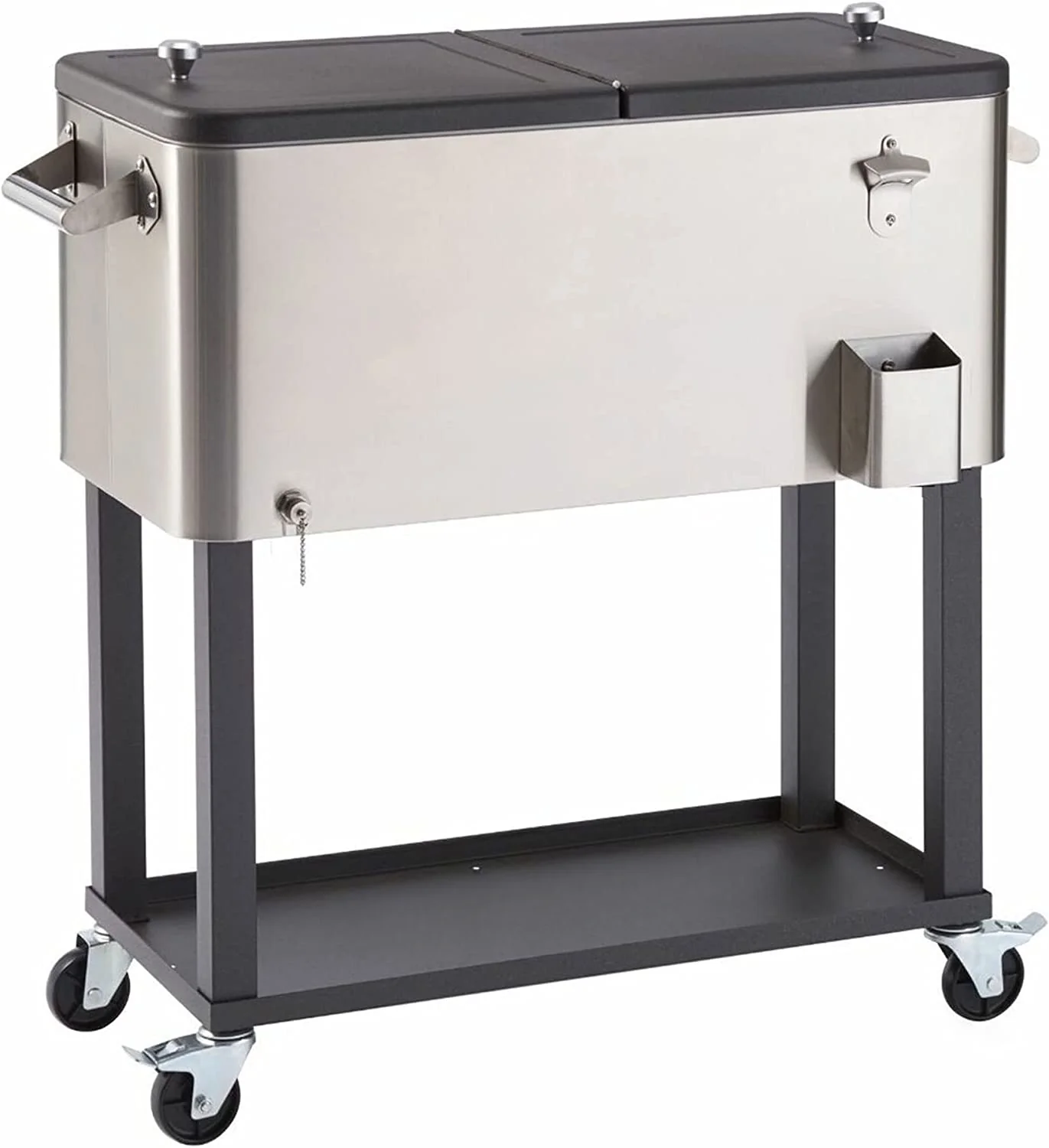 100 Quart Stainless Steel Cooler with Cover, Rolling Wheels, Bottle Opener and Outdoor Beverage Storage - product image 1