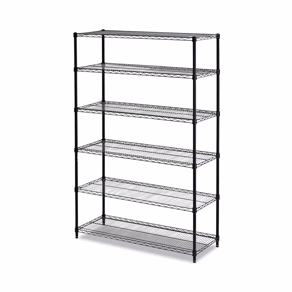 Alera Commercial Wire Shelving Six-Shelf 48w X 18d X 72h Black (ALESW664818BL) - image 1