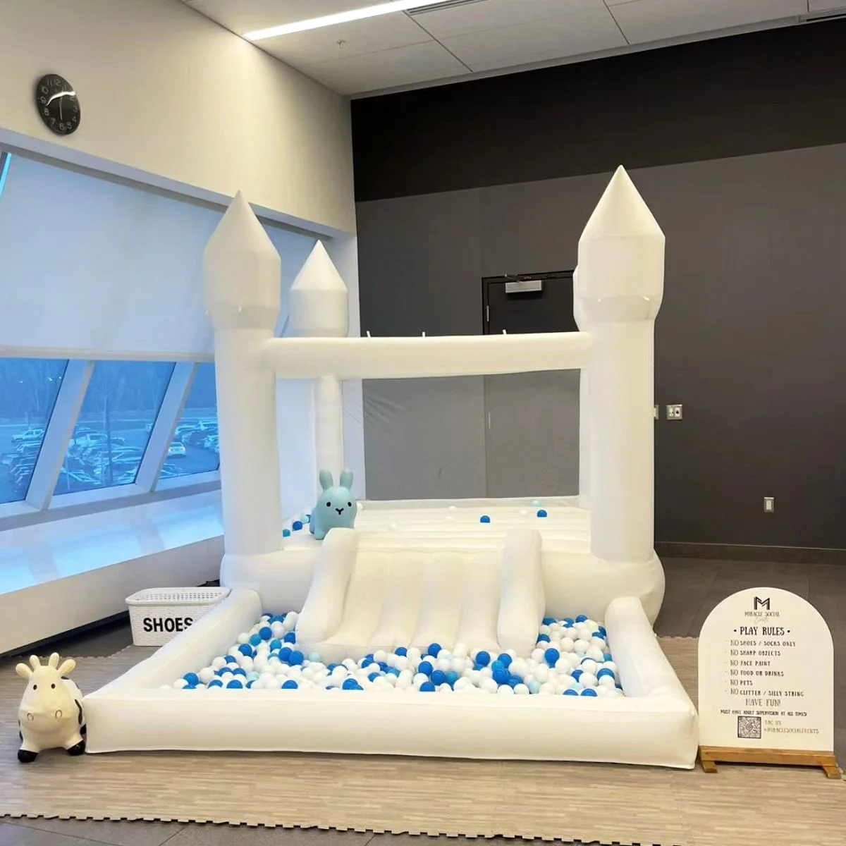 Connsann White Bounce House Oxford with Air Blower & Ball Pit for Kids Birthday Party, 13' x 8' x 8' - image 5