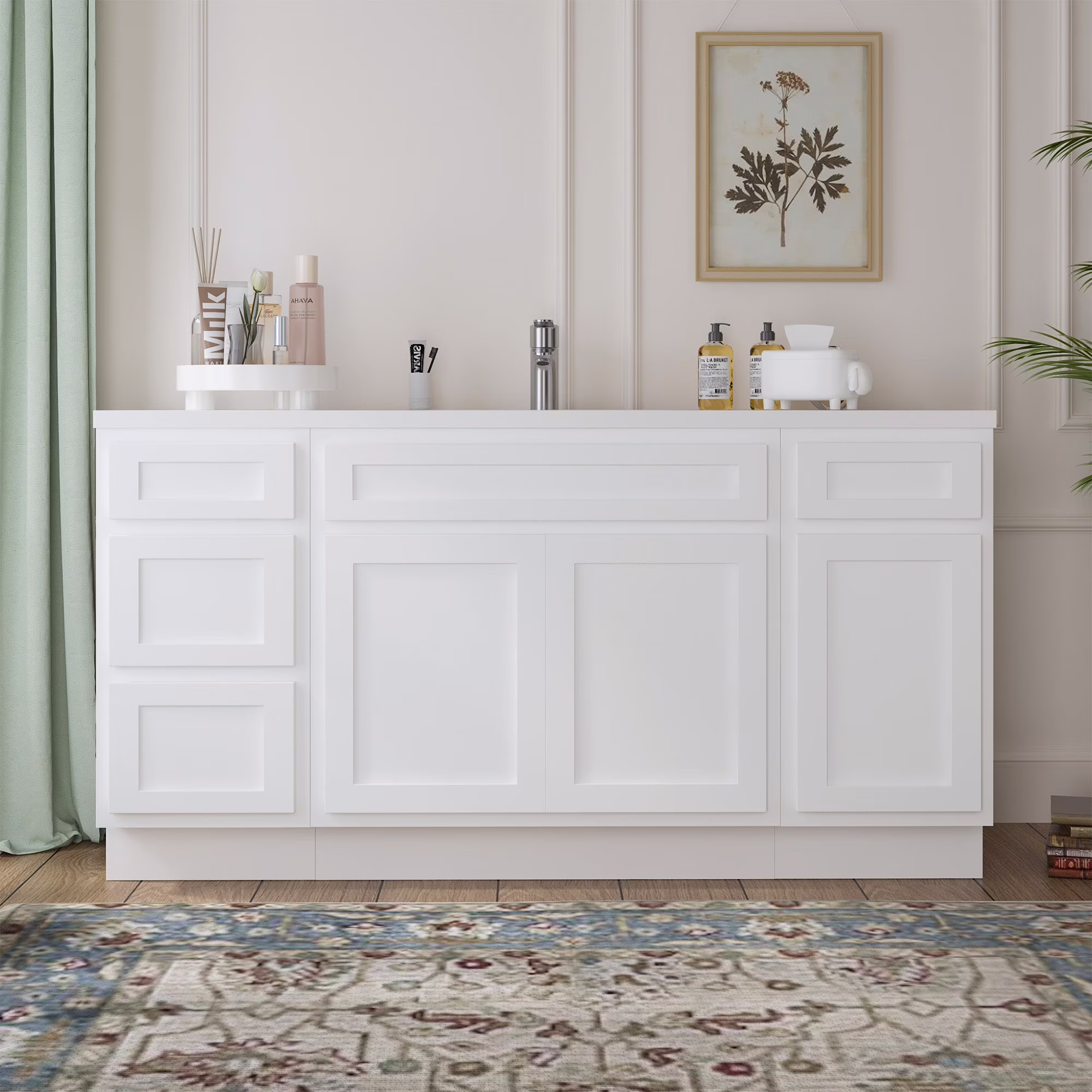 60 in. W x 21 in. D x 32.5 in. H Freestanding Bathroom Vanity Cabinet without Top in Smoky Gray - image 3