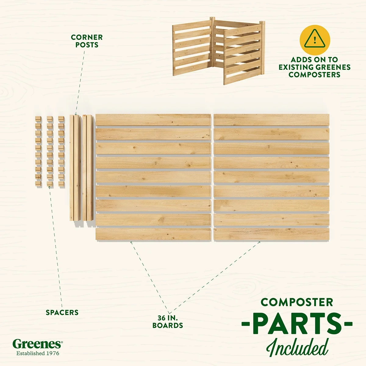 Greenes Fence Cedar Wood Composter Add-On Kit 36" x 36" x 31", 173.92 gal - image 3