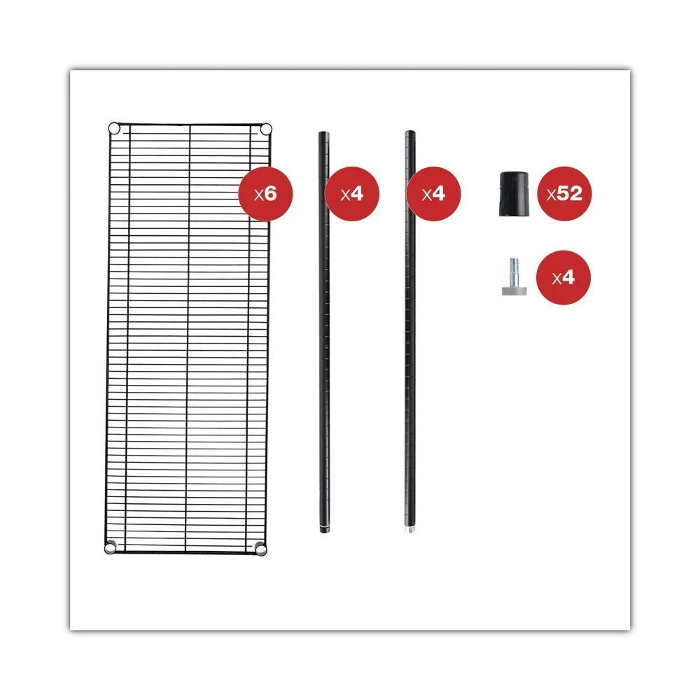 Alera Commercial Wire Shelving Six-Shelf 48w X 18d X 72h Black (ALESW664818BL) - image 2
