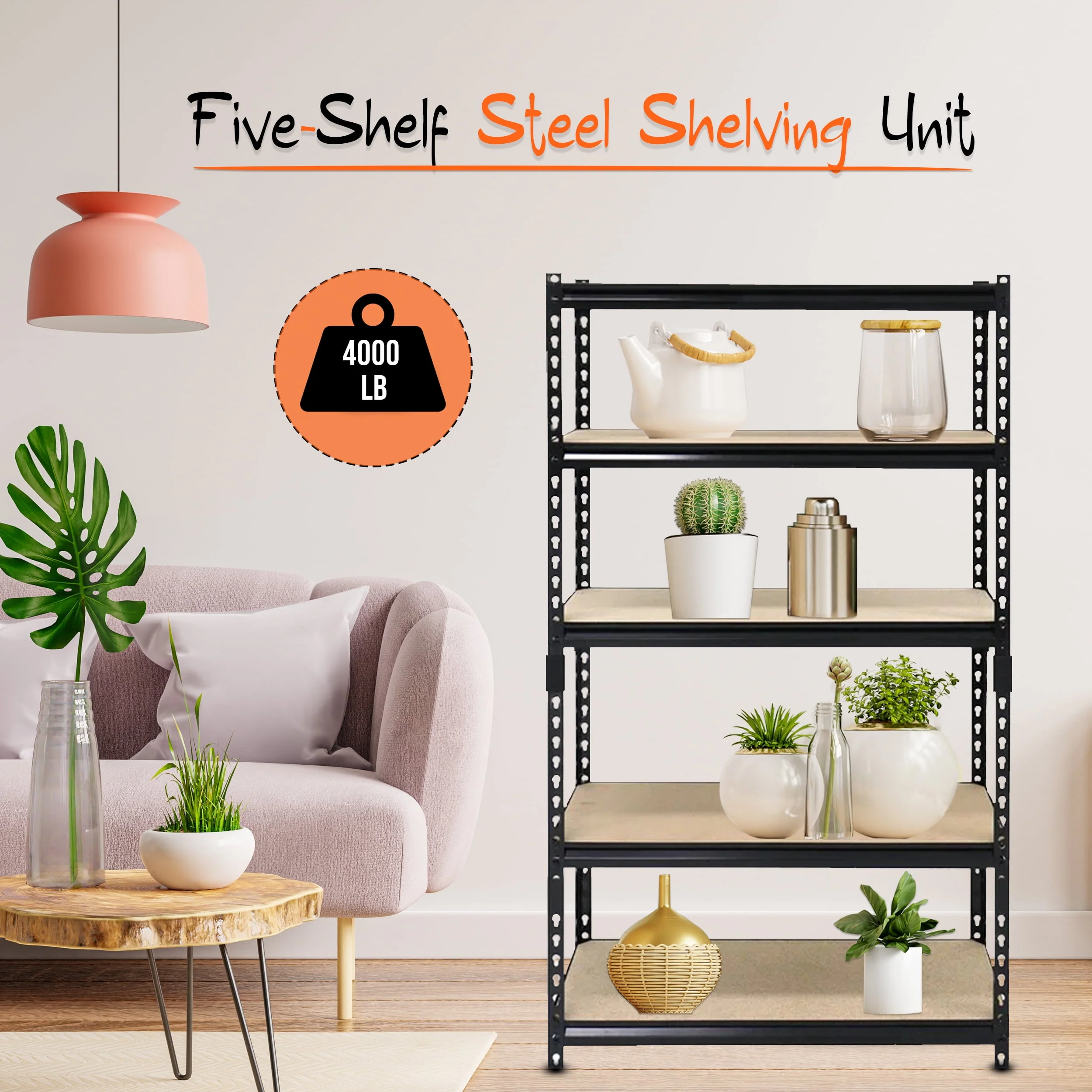Juggernaut Storage 36"W x 18"D x 72"H 5-Shelf Steel Shelving, Black - image 3