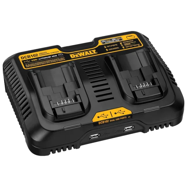 12V/20V Dual Battery Charger Charging Station for Jobsite Tools, Black - product image 1
