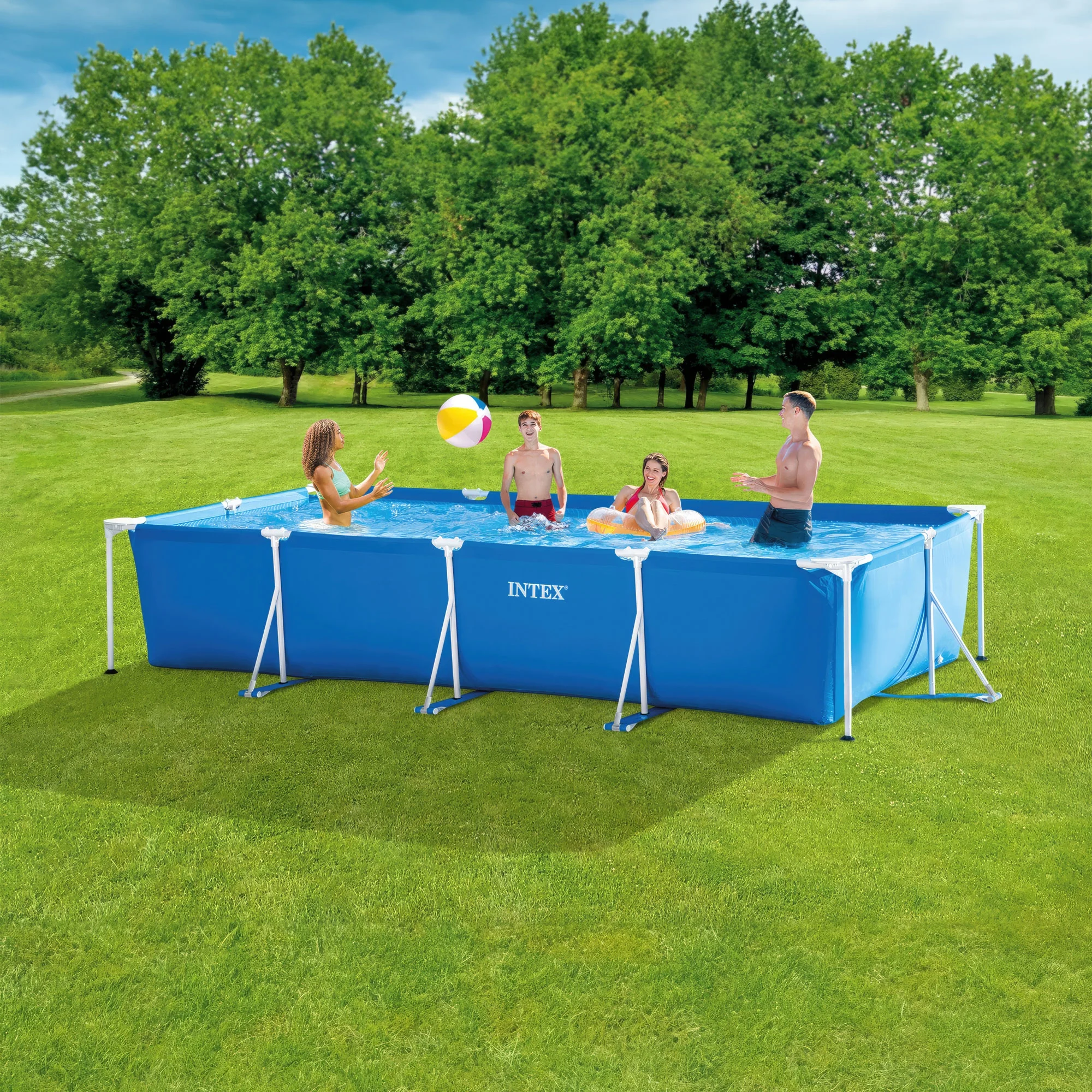 Open Box Intex 14.75ft x 7.3ft x 33In Rectangular Frame Above Ground Pool - image 8