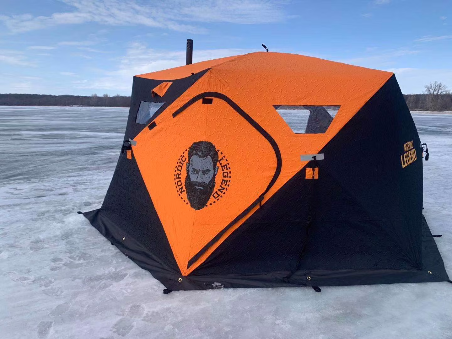 Nordic Legend AURORA LODGE 12' x 12' x 7.5" Tall Portable Ice Fishing Shelter with Single Door - image 1