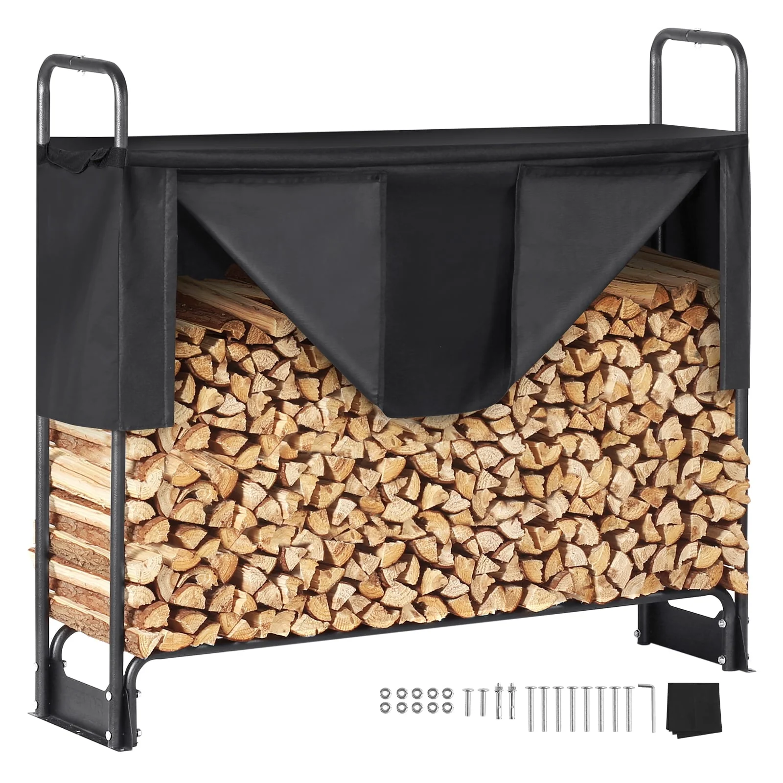 BENTISM 4.3ft Outdoor Firewood Rack with Cover Firewood Holder 52" x 14.2" x 46.1" - image 1