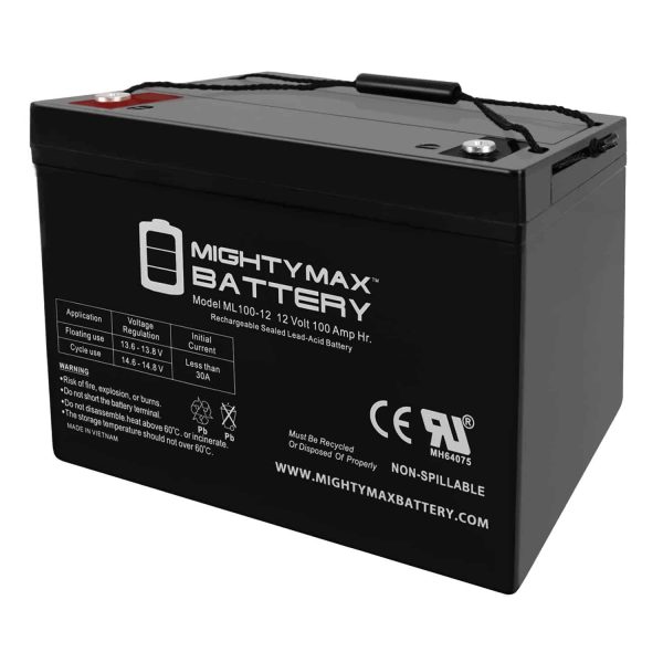 12V 100Ah SLA AGM Battery Replacement, Rechargeable Sealed Lead Acid Battery for Sump Pump and Backup Power - product image 1