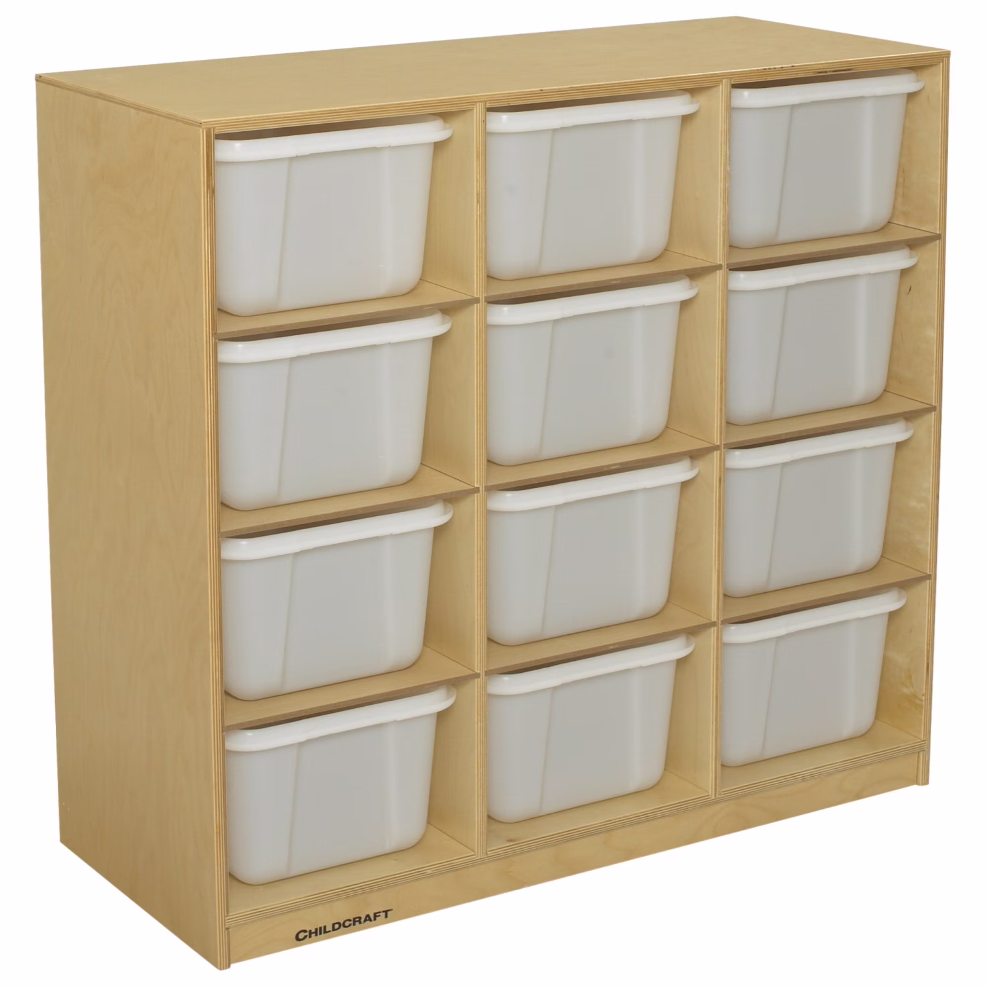 Childcraft Mobile Cubby Unit, 12 Translucent Tubs, 38-1/8 x 16 x 36 Inches - image 1