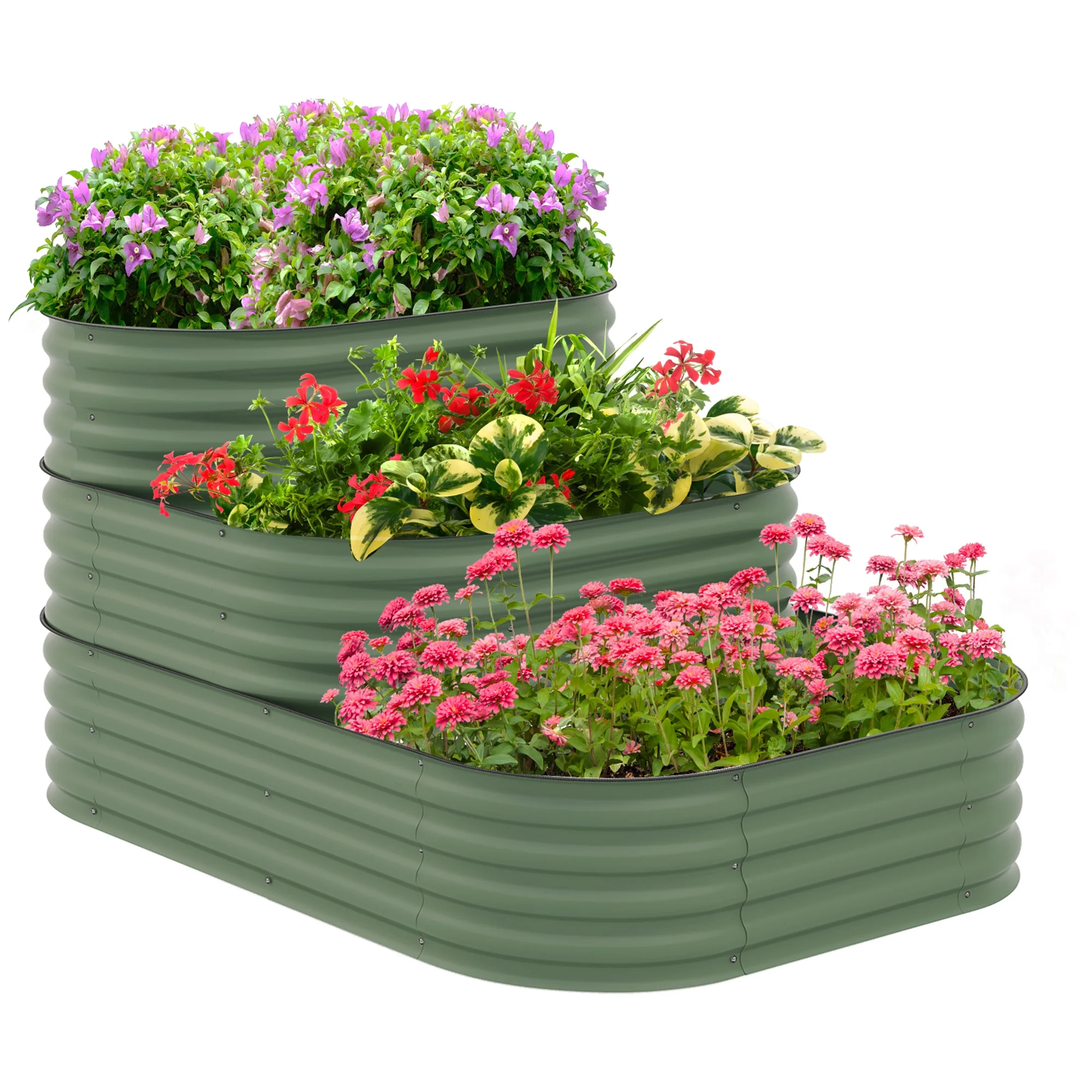 Outsunny 3-Tier Raised Garden Bed 62.25" x 43" x 32.25" Planter Set, Green - image 2