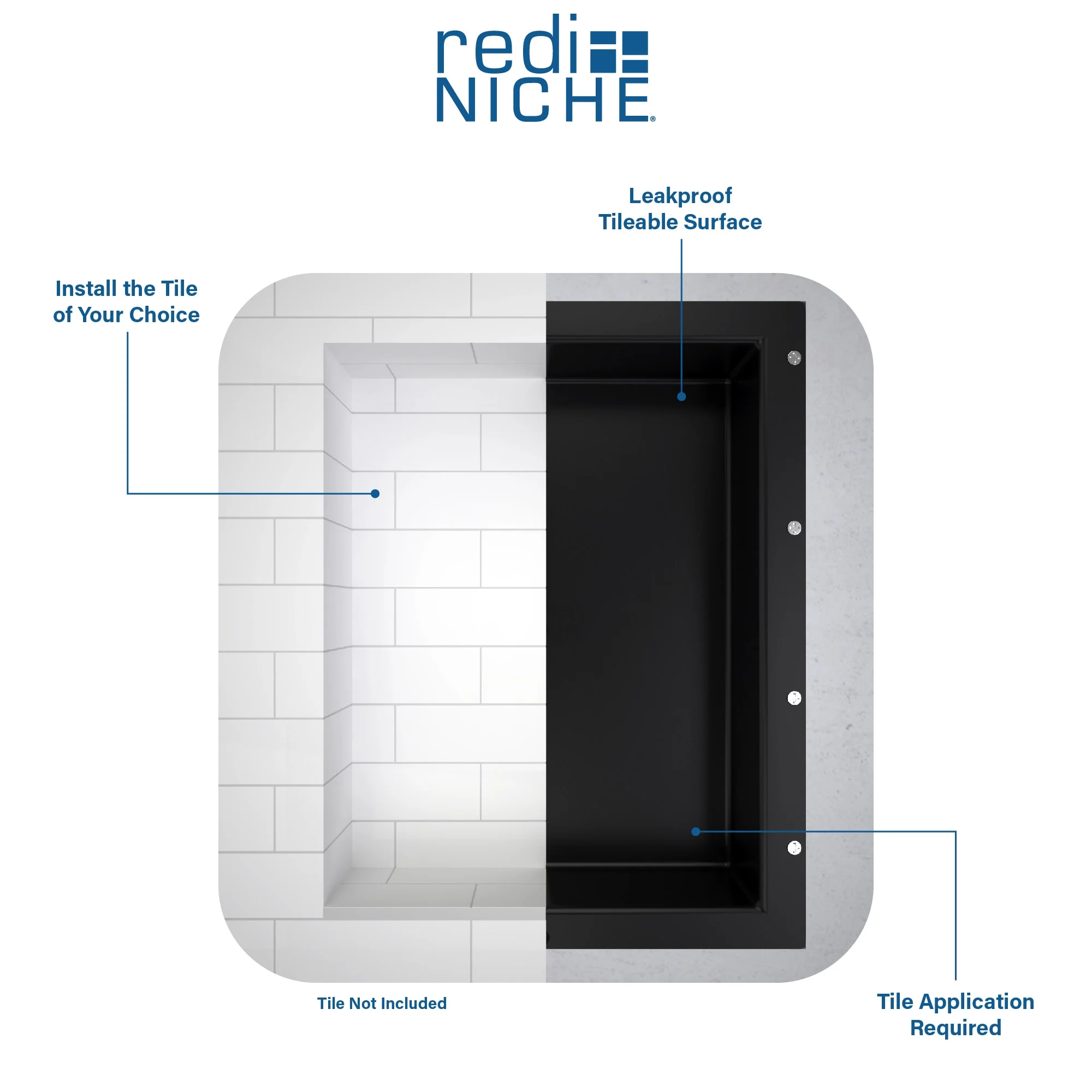 Tile Redi RND1614S-20 Redi Niche 16" x 34" x 4" Double Recessed Shelf Gray - image 3