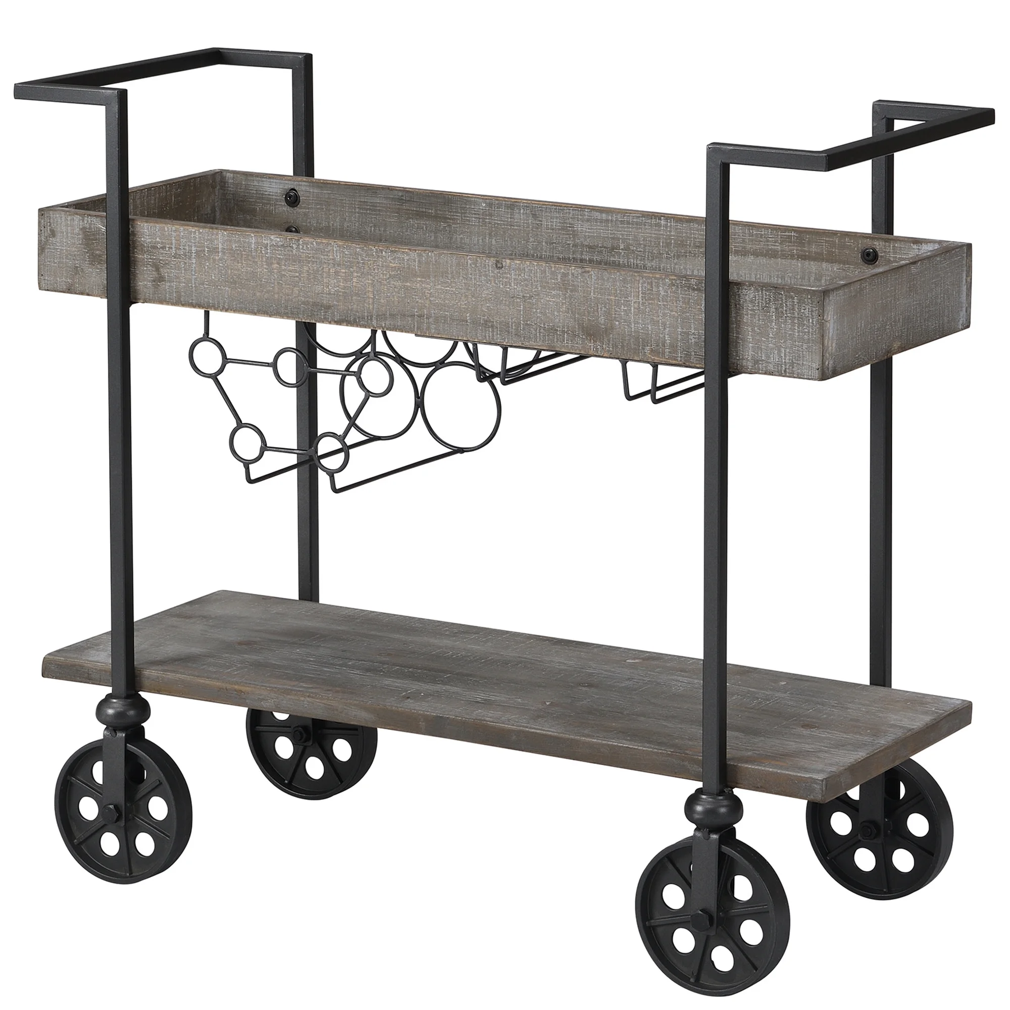 FirsTime & Co. Brown Factory Row Bar Cart, Industrial, Metal, 29.75 x 14.25 x 29.75 in - image 8