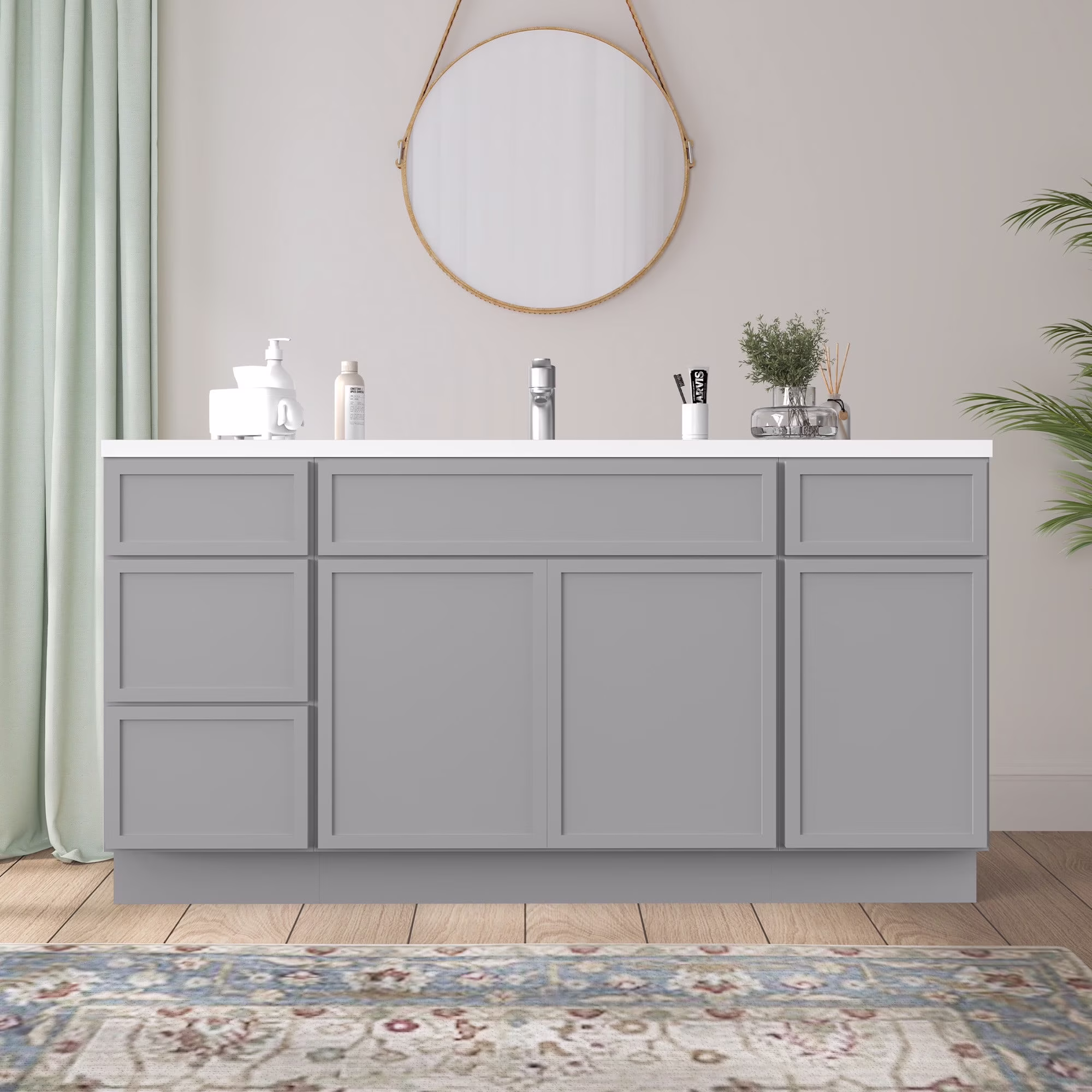 60 in. W x 21 in. D x 32.5 in. H Freestanding Bathroom Vanity Cabinet without Top in Smoky Gray - image 6