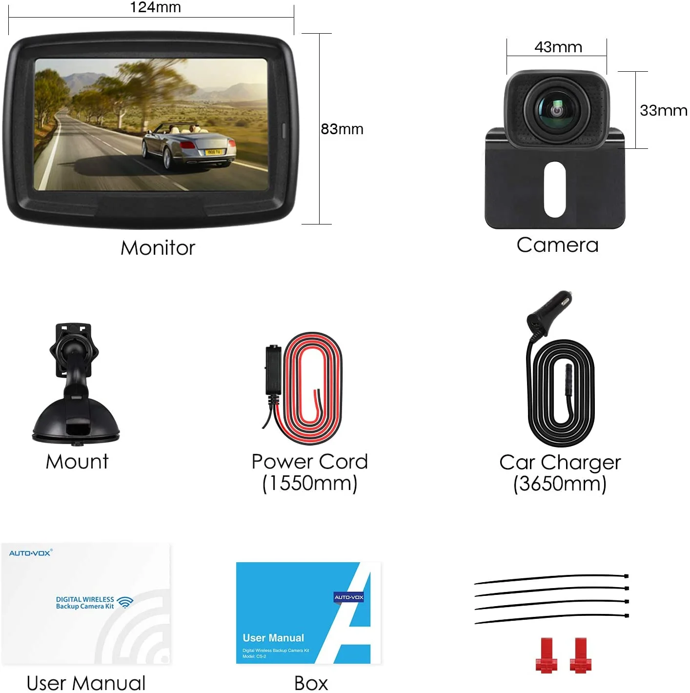 Auto-Vox Wireless Backup Digital Wireless Reverse Camera for Trailer, Black, 4.50 x 0.50 x 3.40 in - image 2