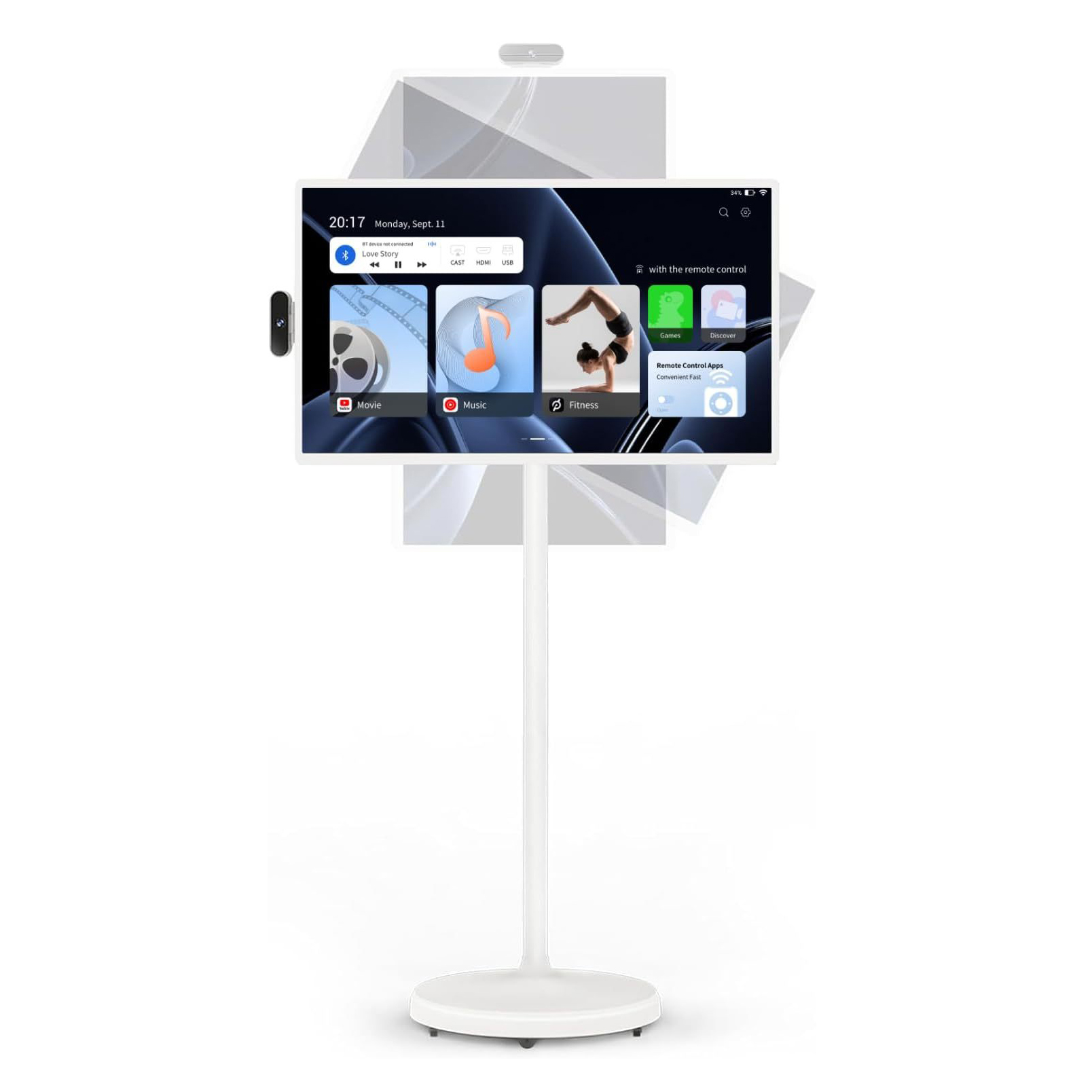 32-Inch Portable Smart Touchscreen Display - FHD 1080p Mobile Monitor with Adjustable Stand, Battery, HD Camera & Wireless Casting - product image 1