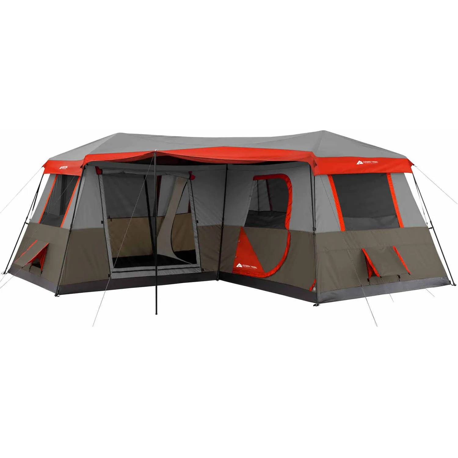 12-Person Instant Cabin Tent 16 x 16 ft - 3 Room Family Camping Tent with Rainfly, 7 Windows & AC Vent - product image 1