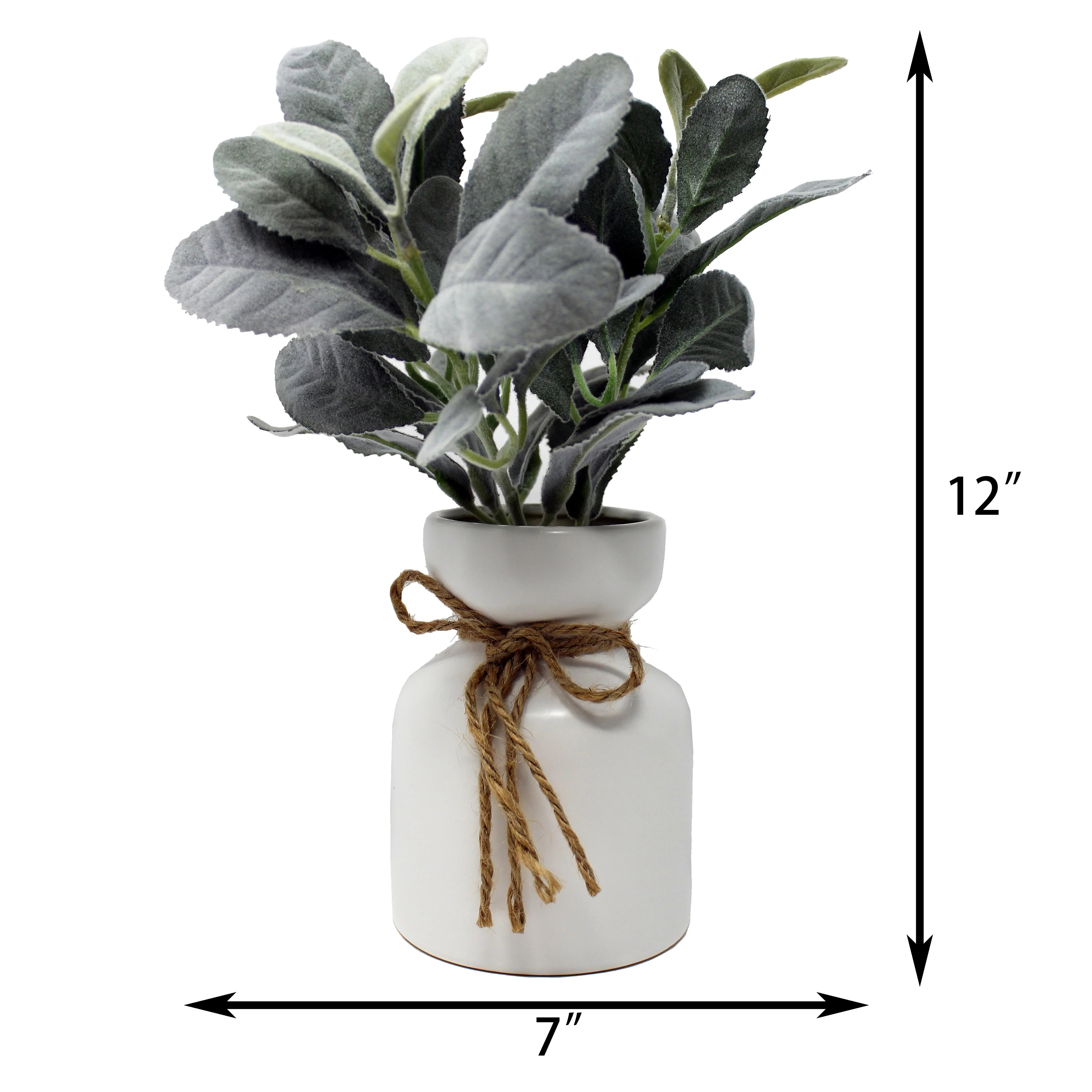 Mainstays Artificial Lamb's Ear in White Ceramic Pot (11.5"H x 7"W x 7"D) - image 5