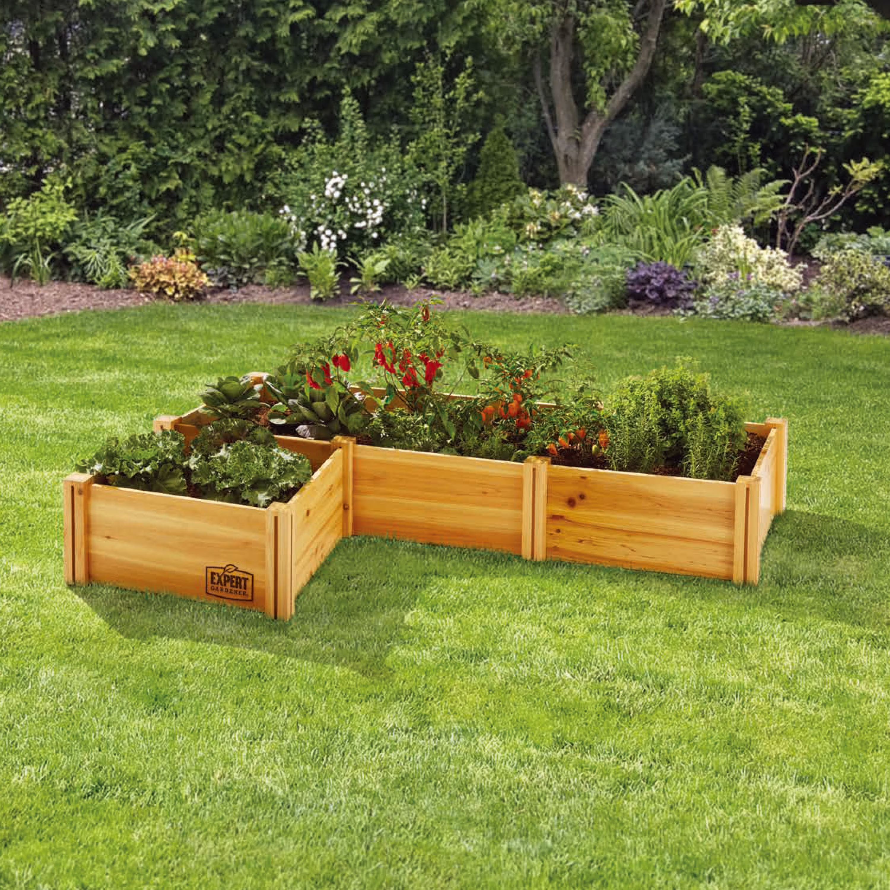 Expert Gardener Outdoor Wood Garden Bed, 7.4 ft L x 2 ft W x 10.6 in H - image 1