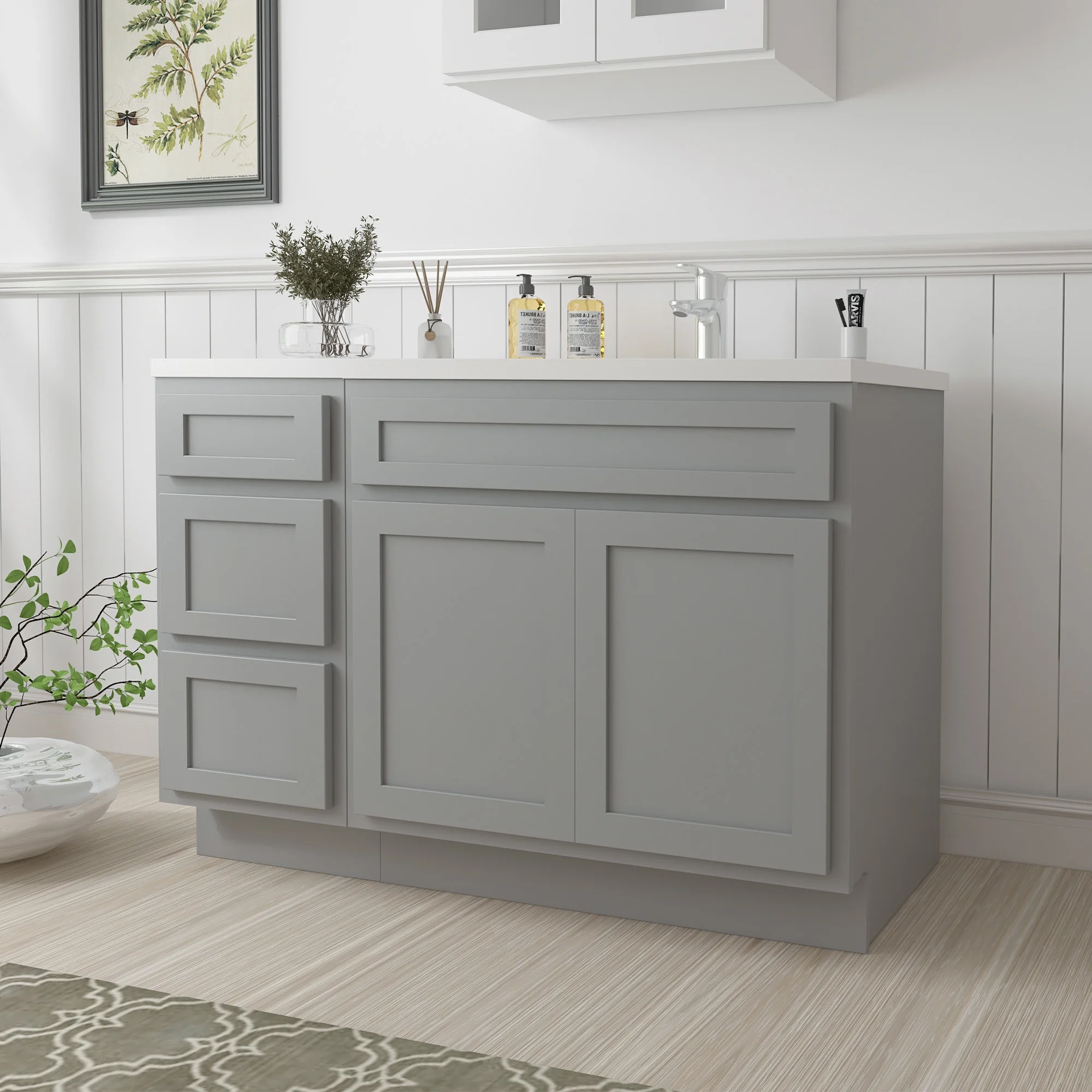 45 in. W x 21 in. D x 32.5 in. H Bath Vanity Cabinet without Top in Gray - image 2