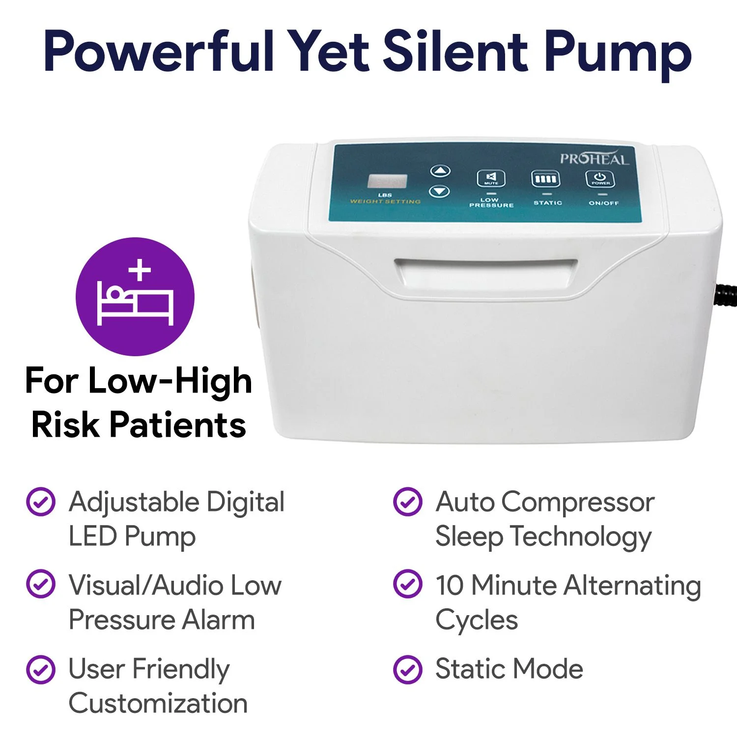 Proheal Low Air Loss Alternating Pressure Air Mattress with Pump - 3" Foam Base - 36 x 80 x 8" - image 4