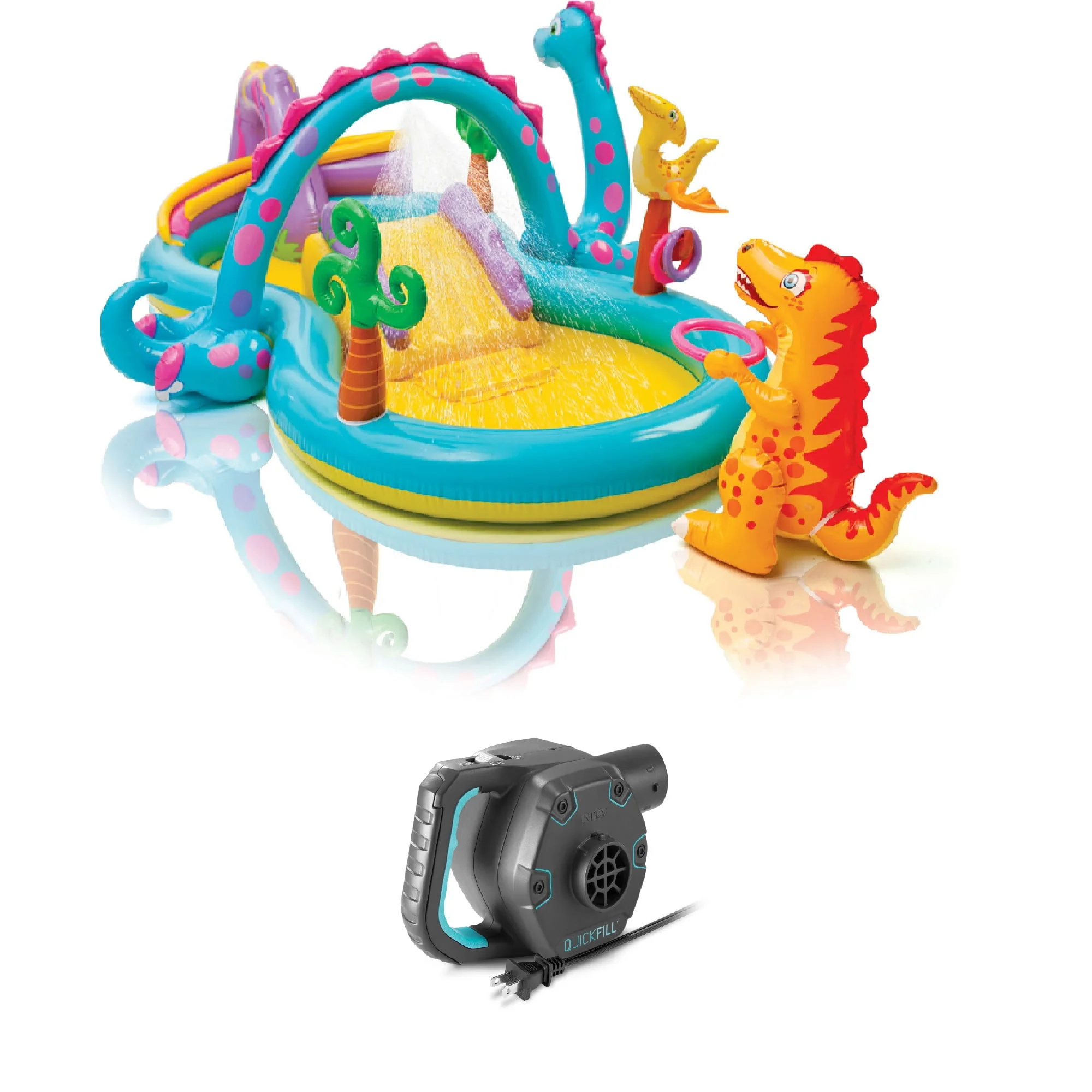 Intex 11' x 7.5' x 44" Dinoland Play Center Kiddie Swimming Pool w/ air pump - image 1