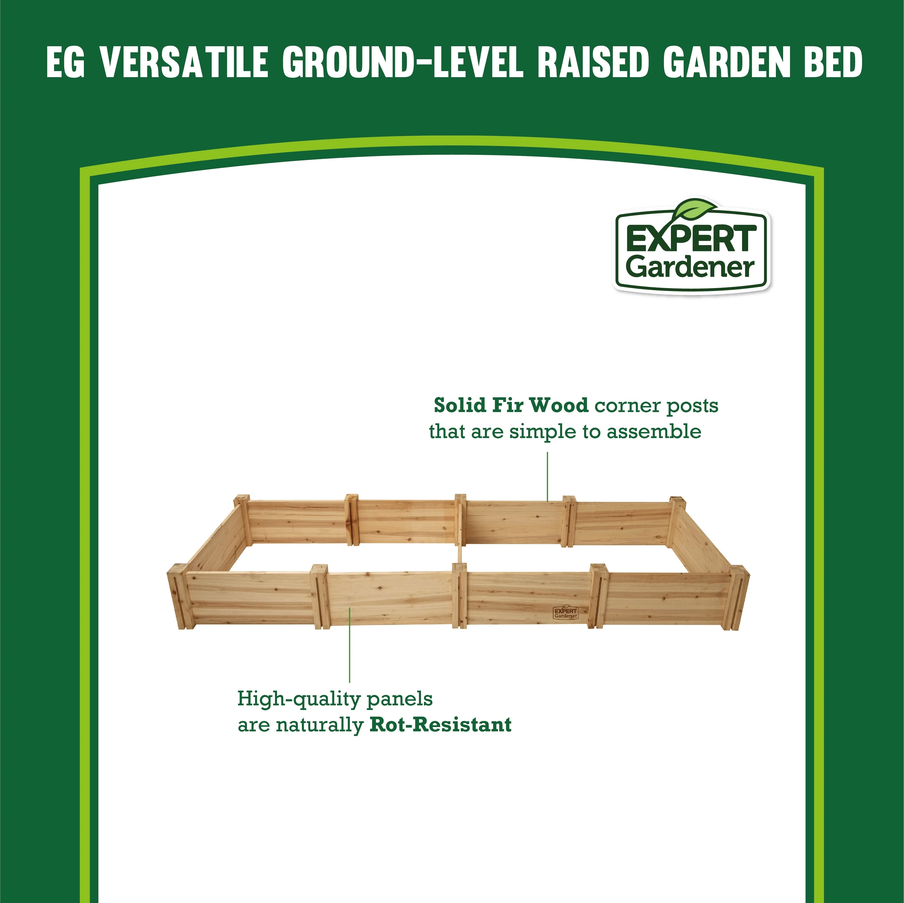 Expert Gardener Outdoor Wood Garden Bed, 7.4 ft L x 2 ft W x 10.6 in H - image 2