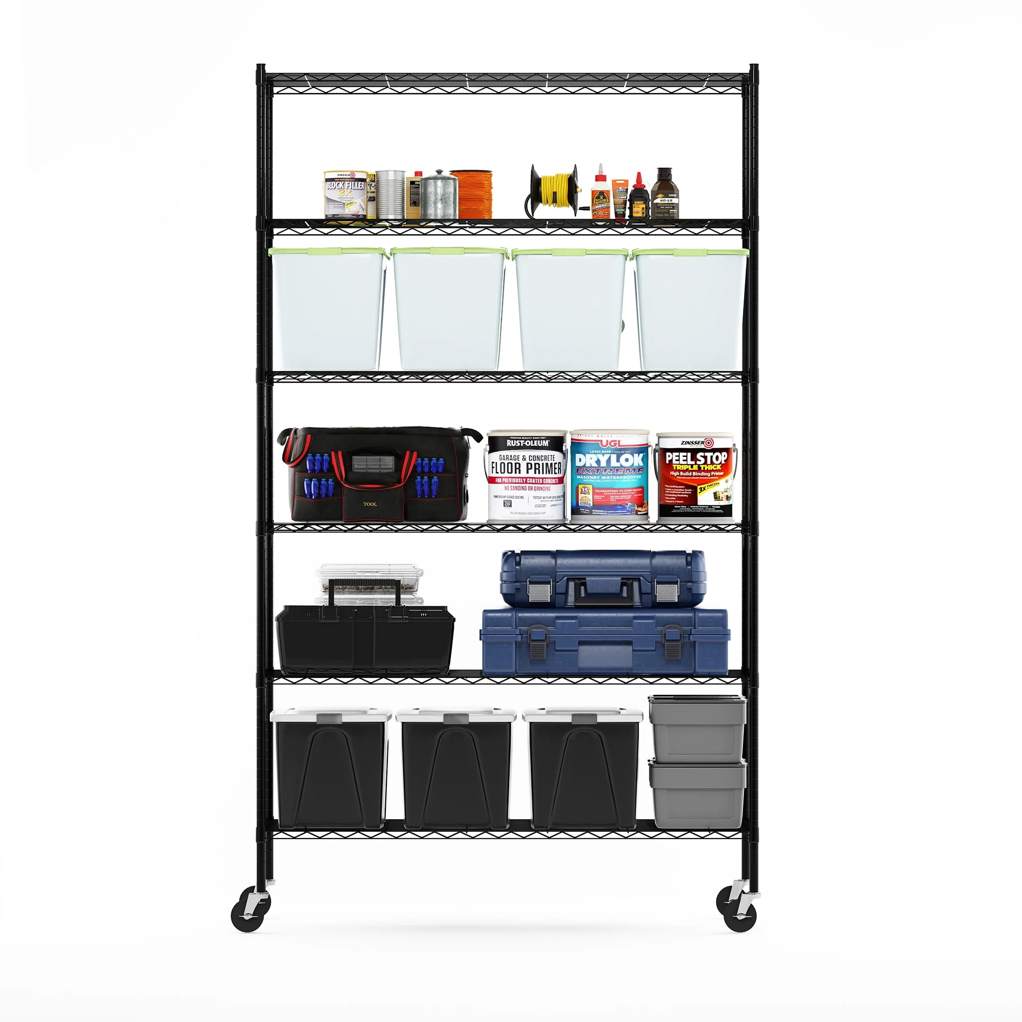 Furinno Wayar 6-Tier Metal Storage Shelf Rack, 48 x 18 x 82, Black - image 4