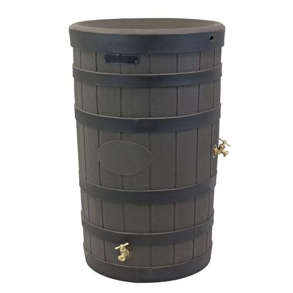 50 Gallon Rain Barrel - Decorative Stone Texture Rainwater Collection Barrel with Brass Spigots - product image 1