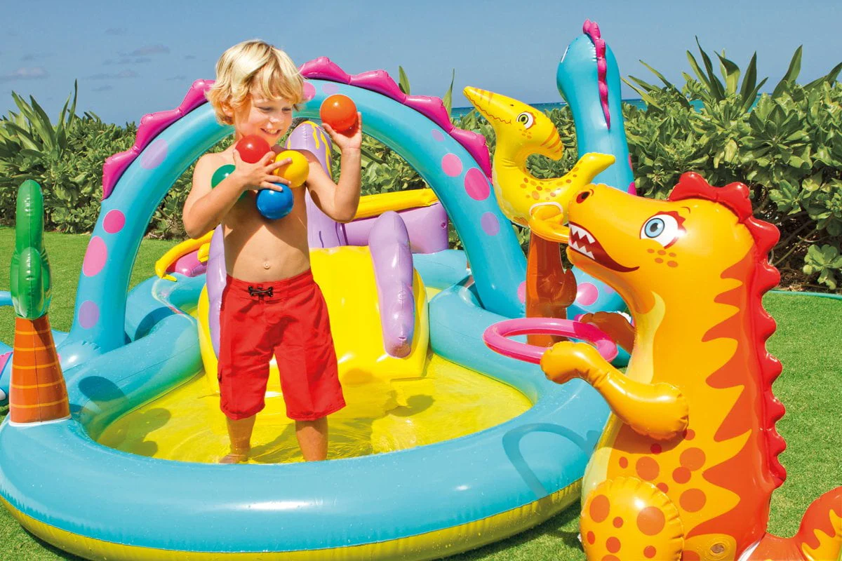 Intex 11' x 7.5' x 44" Dinoland Play Center Kiddie Swimming Pool w/ air pump - image 7
