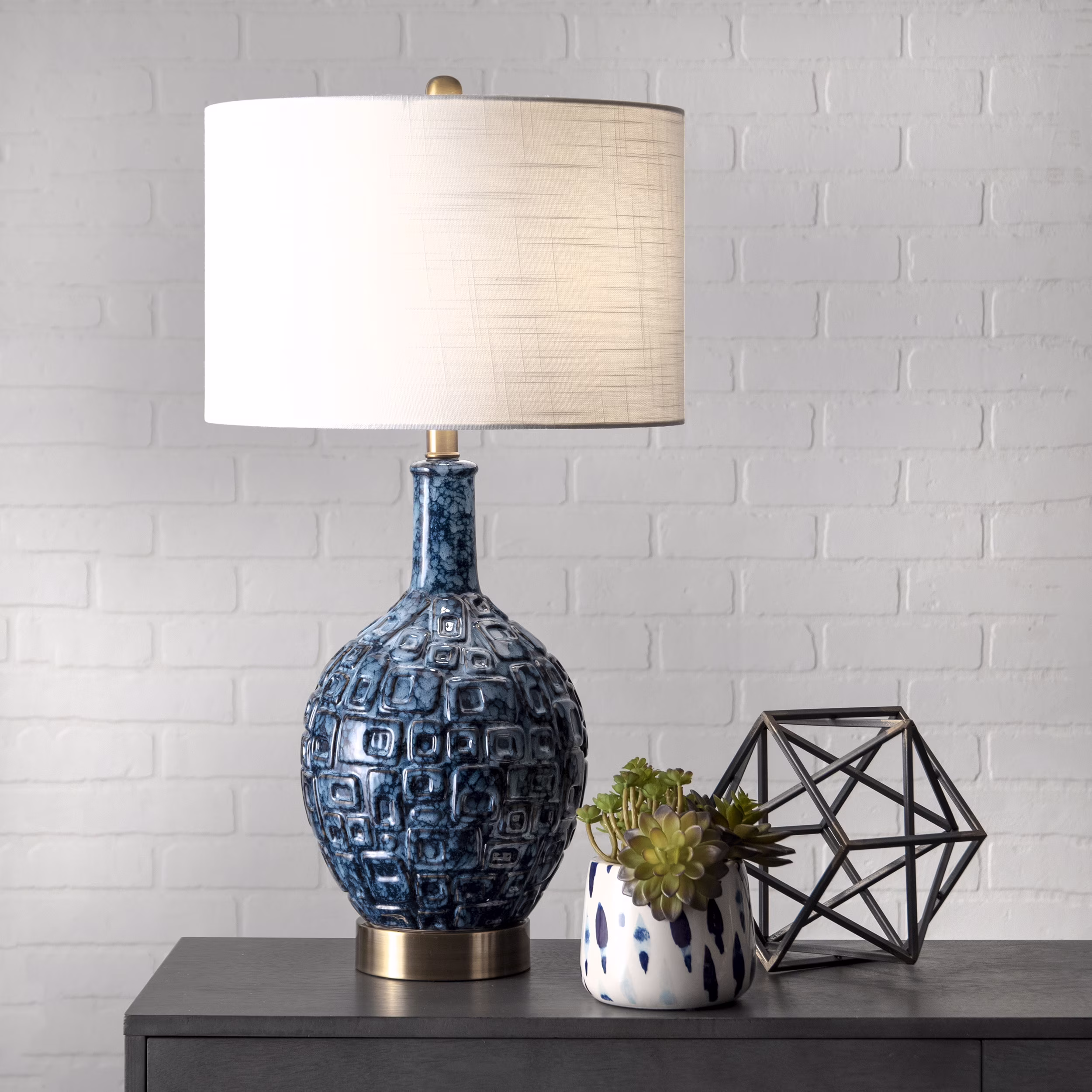 nuLOOM Tucson 28" Ceramic Table Lamp, 28" H x 15" W x 15" D, Blue - image 1