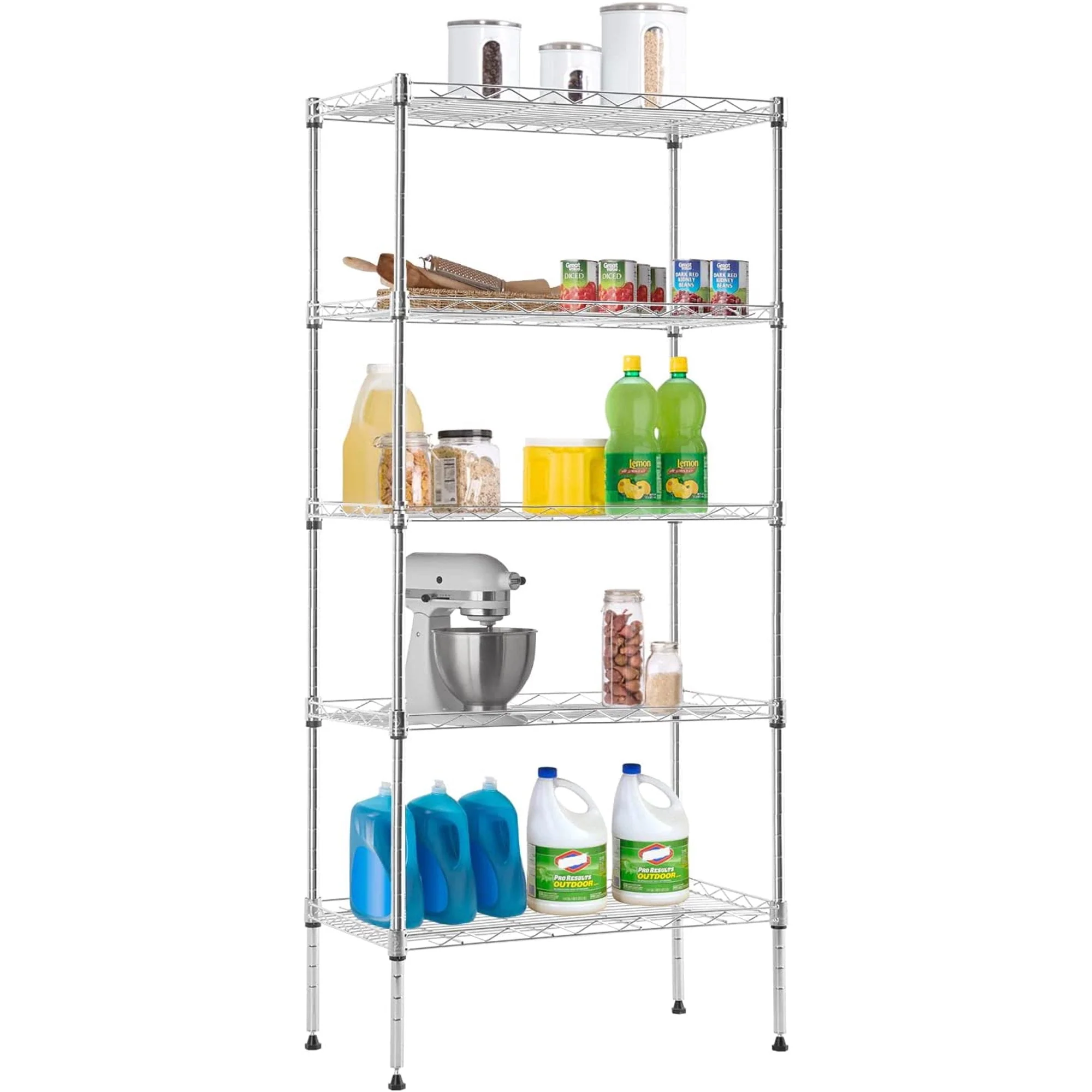 FDW Adjustable Storage Shelves Metal Storage Shelf(Chrome, 21.5L x 11.6W x 47.6H) - image 1