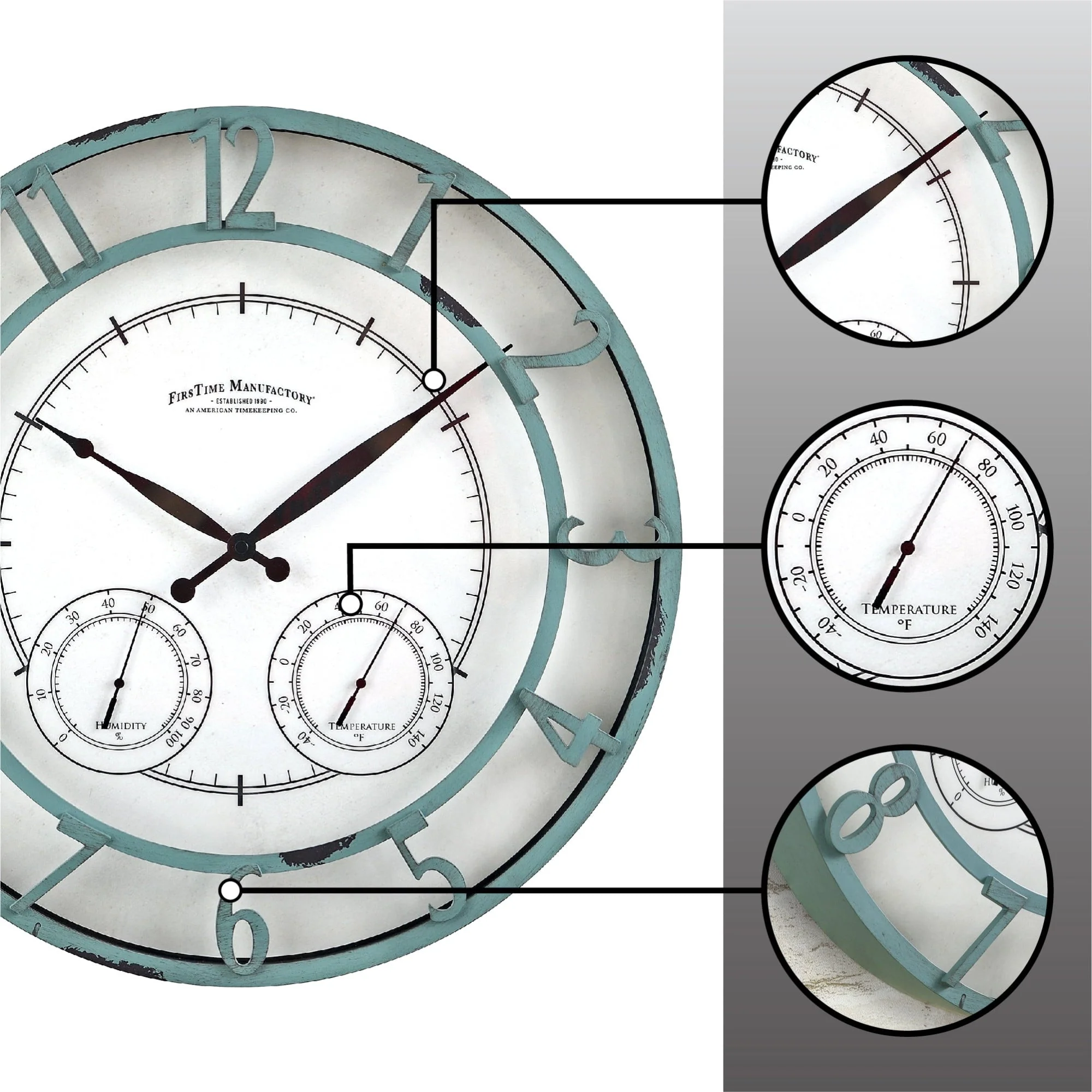FirsTime & Co. Teal Laguna Outdoor Wall Clock, Farmhouse, Analog, 18 x 2 x 18 in - image 5
