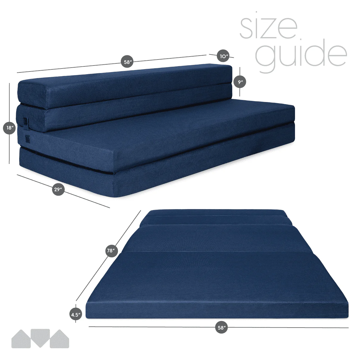 Tri-Fold Foam Folding Mattress and Sofa Bed for Guests - Queen 78 x 58 x 4.5 Inch - image 2