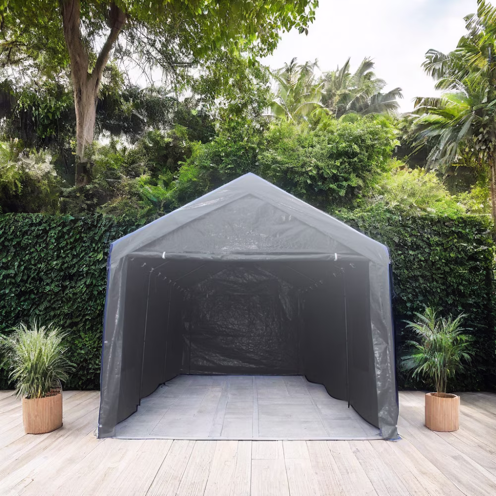 Seizeen 154.30 x 115.40 x 100.80 inches White Carport - image 1