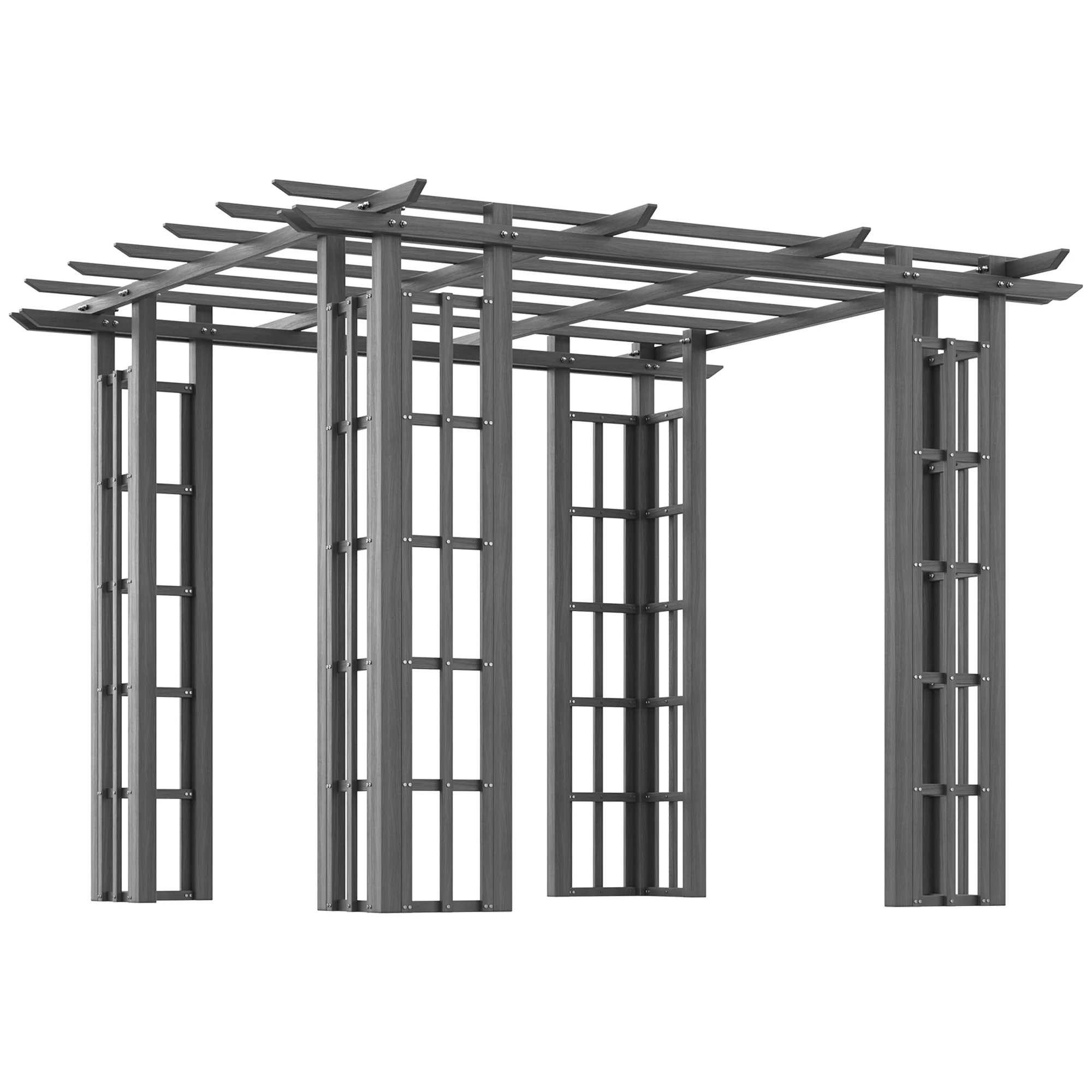 Outsunny 9' x 9' x 7' Dark Grey Vinyl Pergola, Flat Top, Adjustable Canopy - image 2