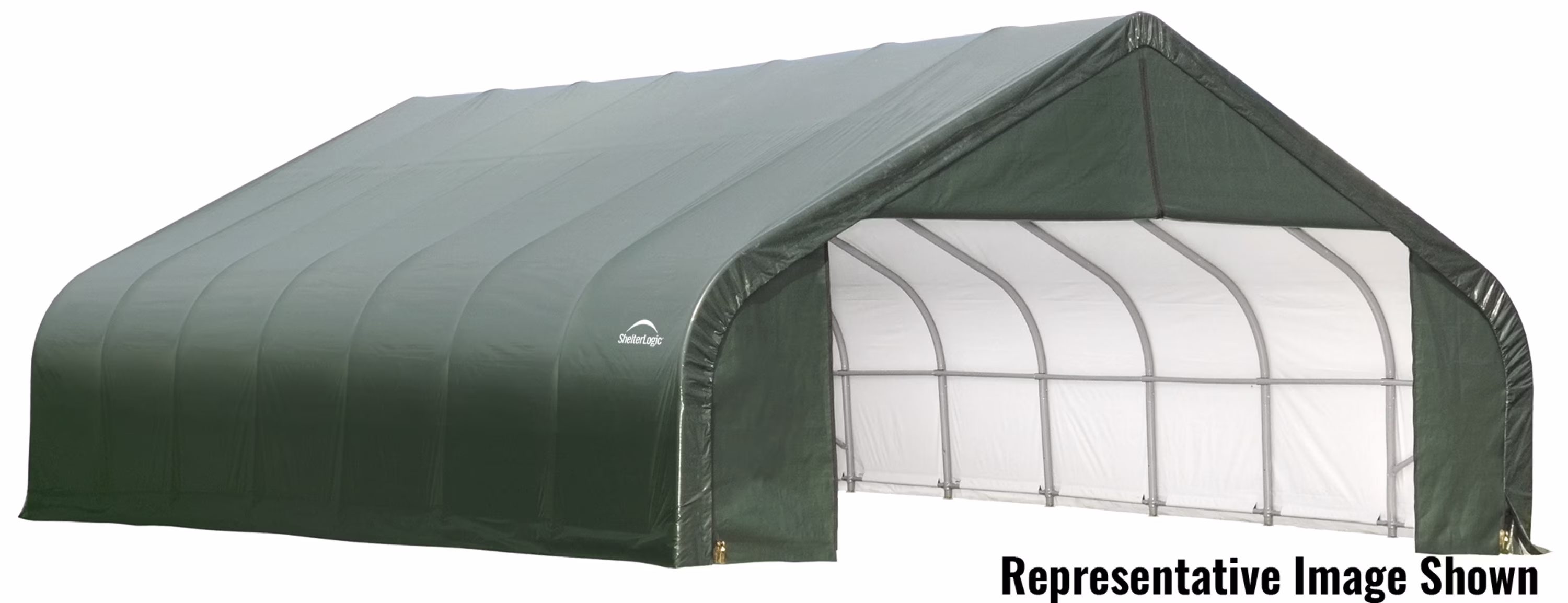 ShelterLogic 28' x 20' x 20' Peak Style Shelter, Green - image 1