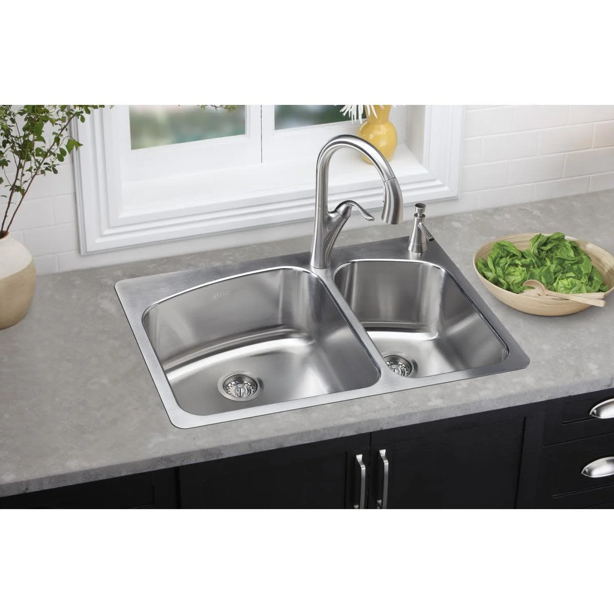 Elkay Dayton Stainless Steel 33" x 22" x 8", 60/40 Double Bowl Dual Mount Sink - image 5