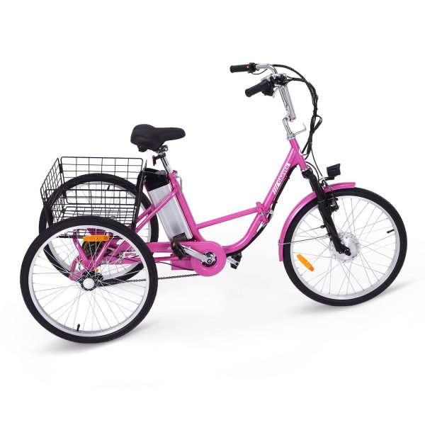 Electric Tricycle for Adults, 7 Speeds Folding Electric Trike, 24 Inch 3 Wheel Motorized Bicycle w/ 36V 10Ah Removable Battery, E Trikes with Large Basket, 330 Loading Capacity, 250W Motor, Pink - product image 2