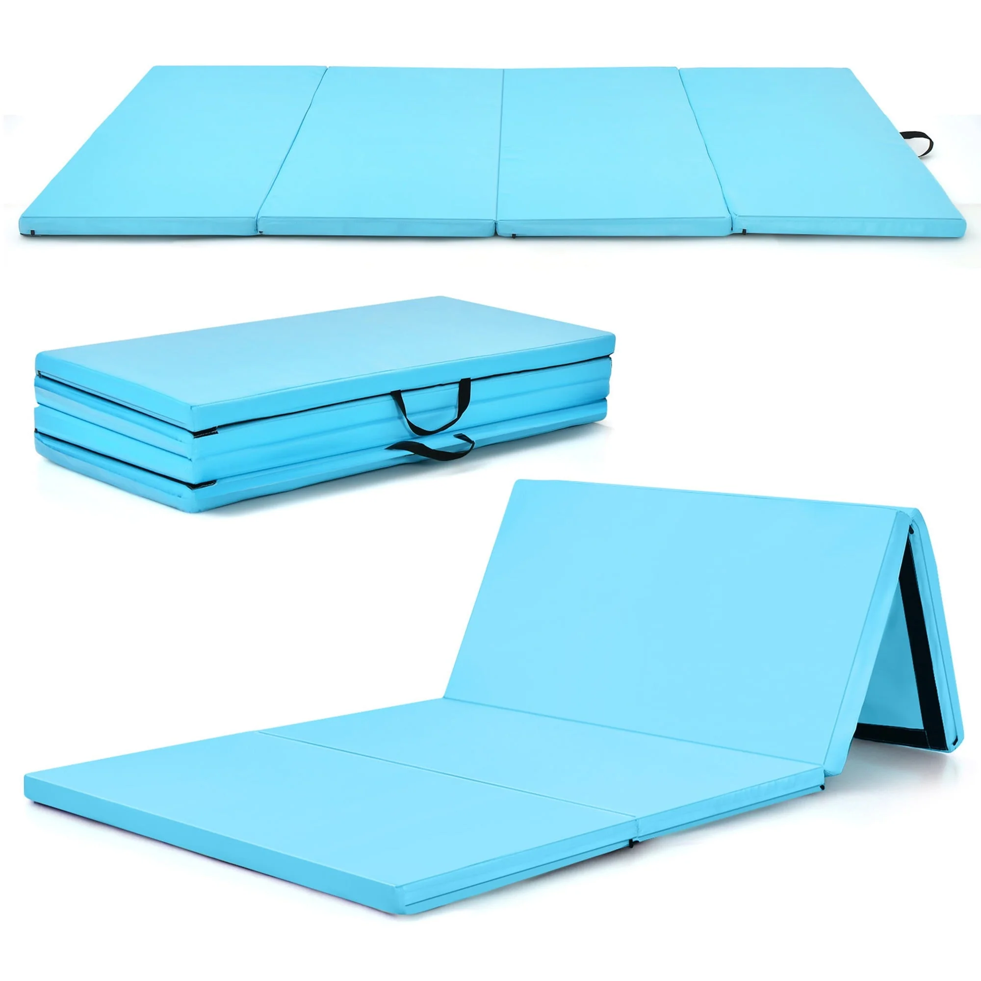 Gymax 8' x 4' x 2'' Folding Gymnastics Tumbling Mat Thickened Exercise Mat Blue - image 1