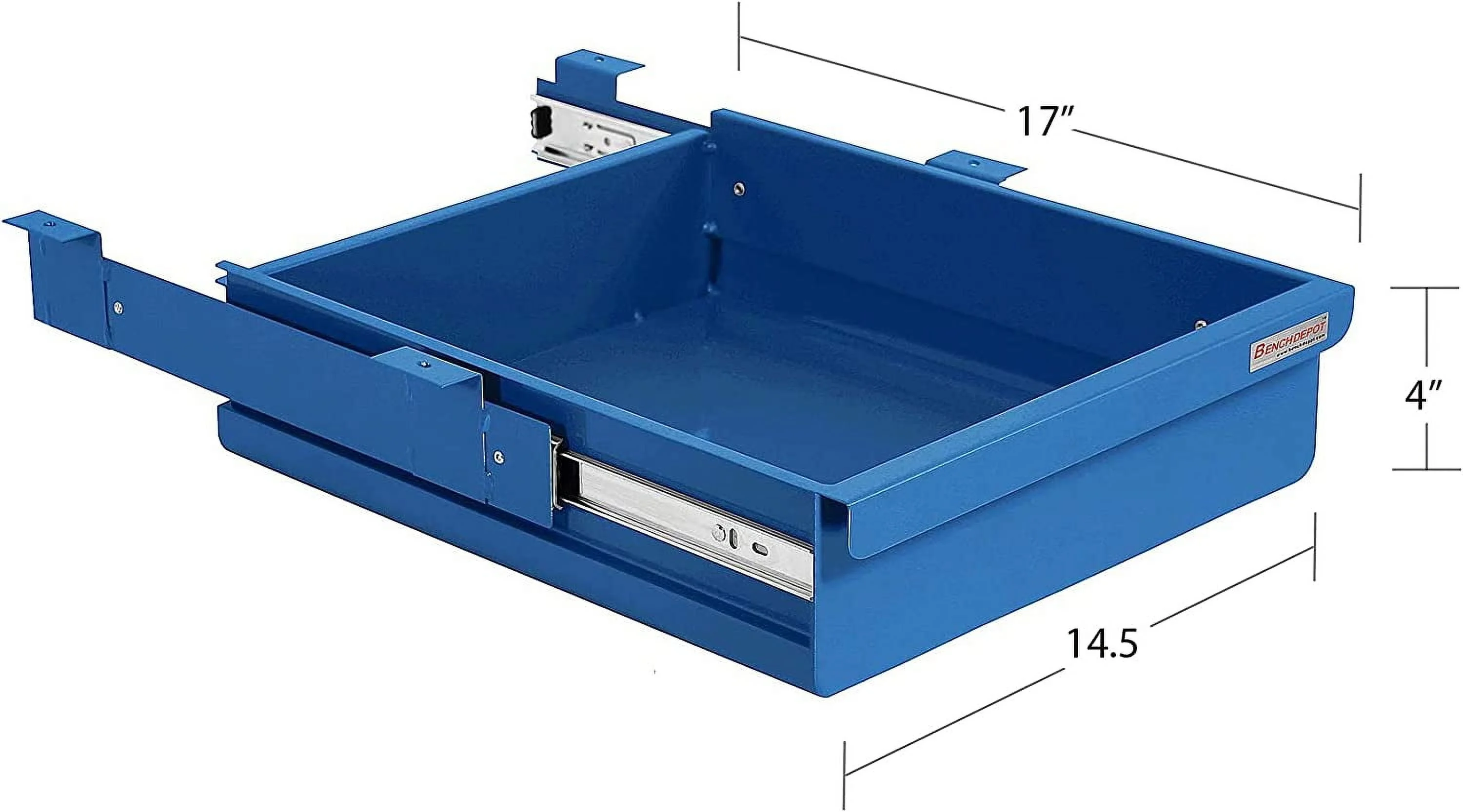 Steel Drawer 4" High with Full Ball Bearing Suspension - 2"High x 14.5" Wide x 17" Length - Blue - image 2