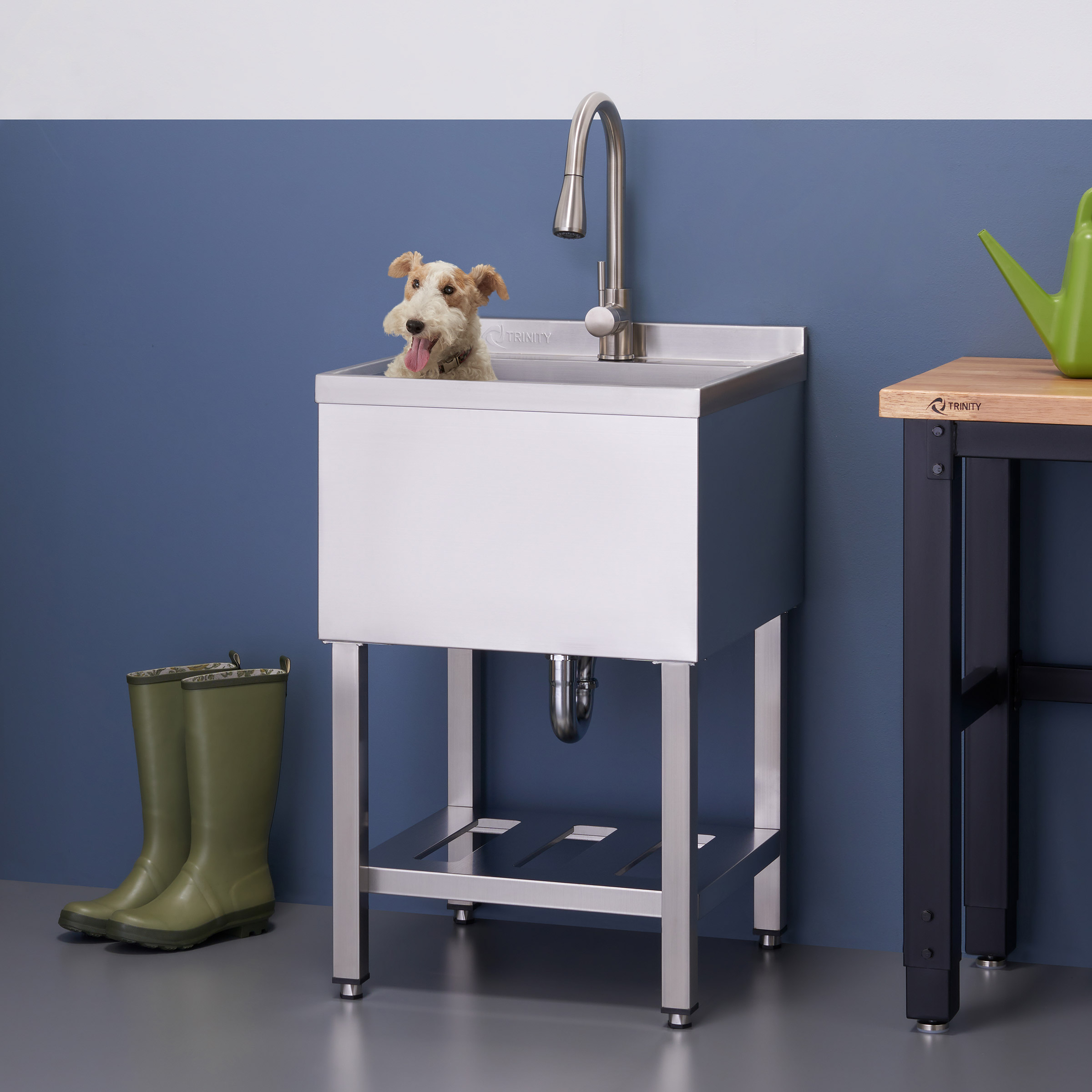 TRINITY 18' x 16' x 13' Stainless Steel Utility Sink with Pull-out Faucet - image 2
